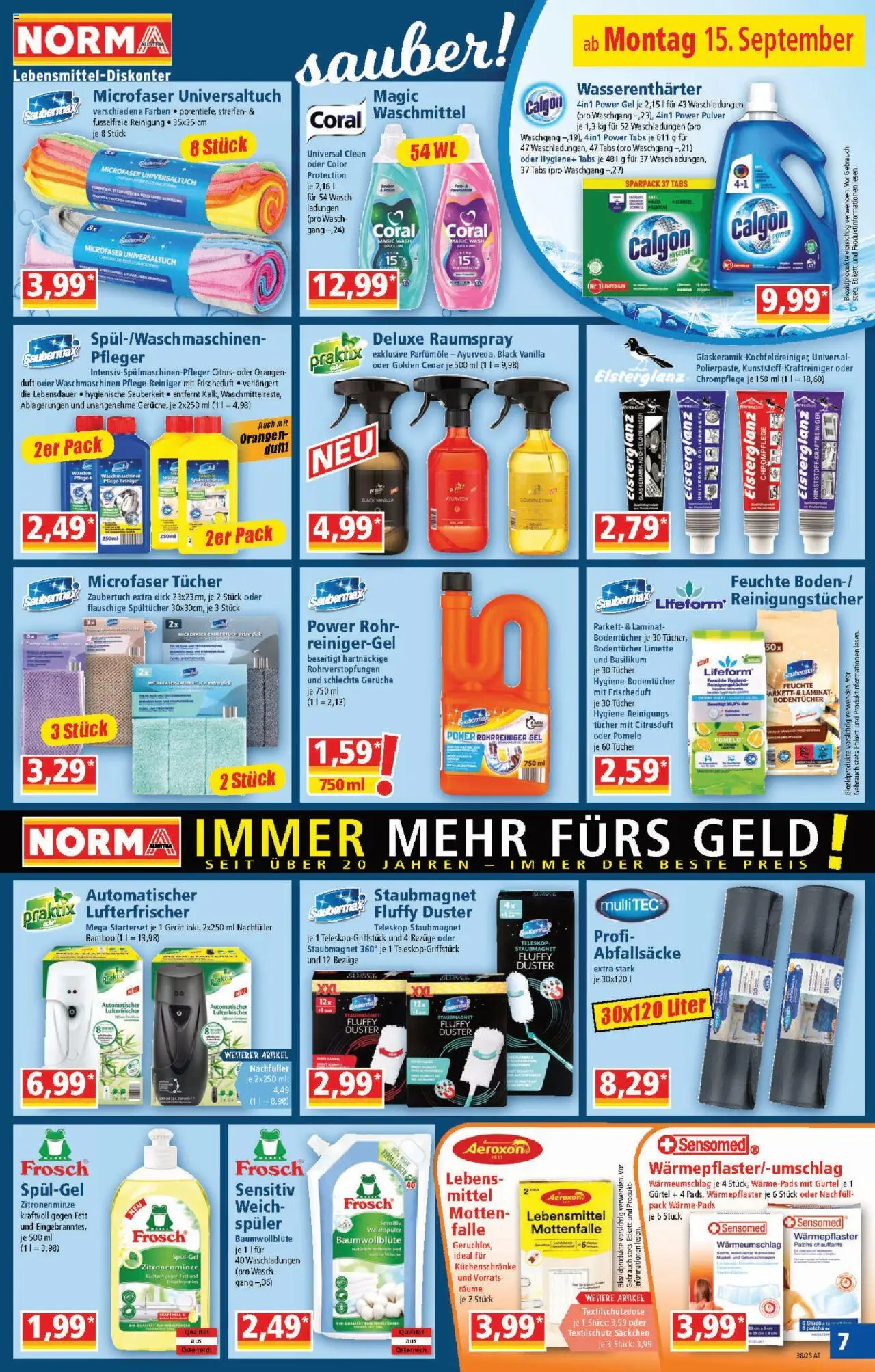 Norma Flugblatt gültig ab 08.09.2025 | Seite: 7 | Produkte: Orangen, Weichspüler, Reinigungstücher, Waschmittel