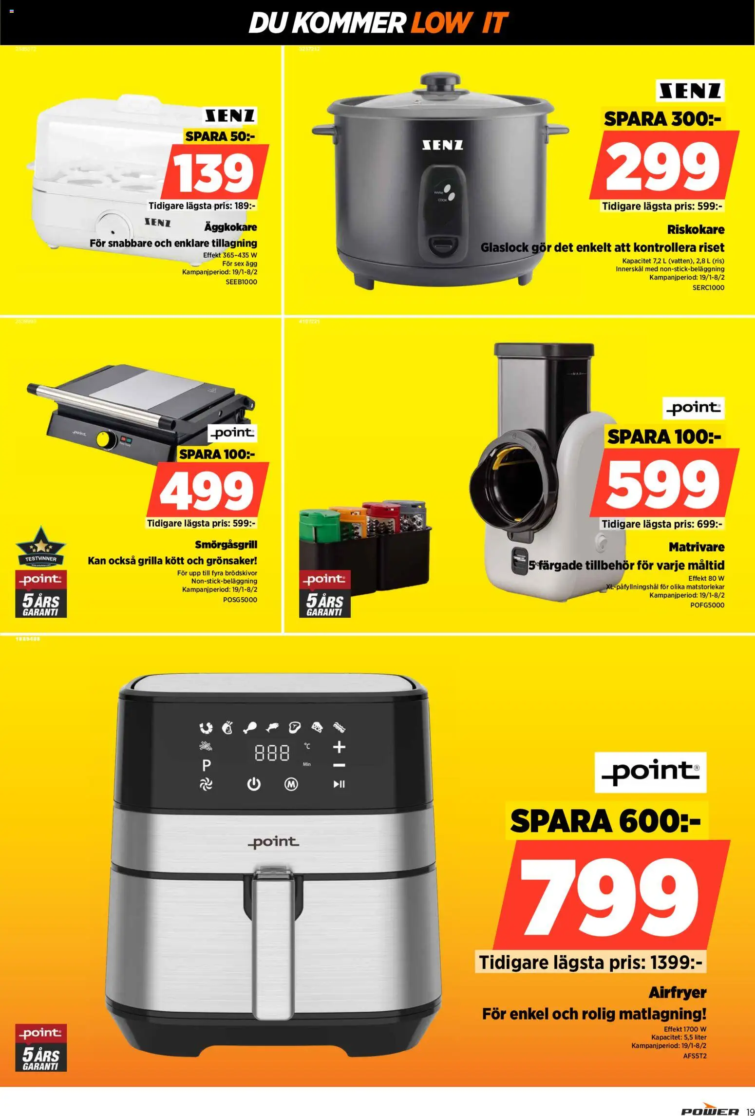 Power reklamblad aktuell från 02.08.2026 | Sida: 19 | Produkter: Smörgåsgrill, Ägg, Riskokare, Äggkokare