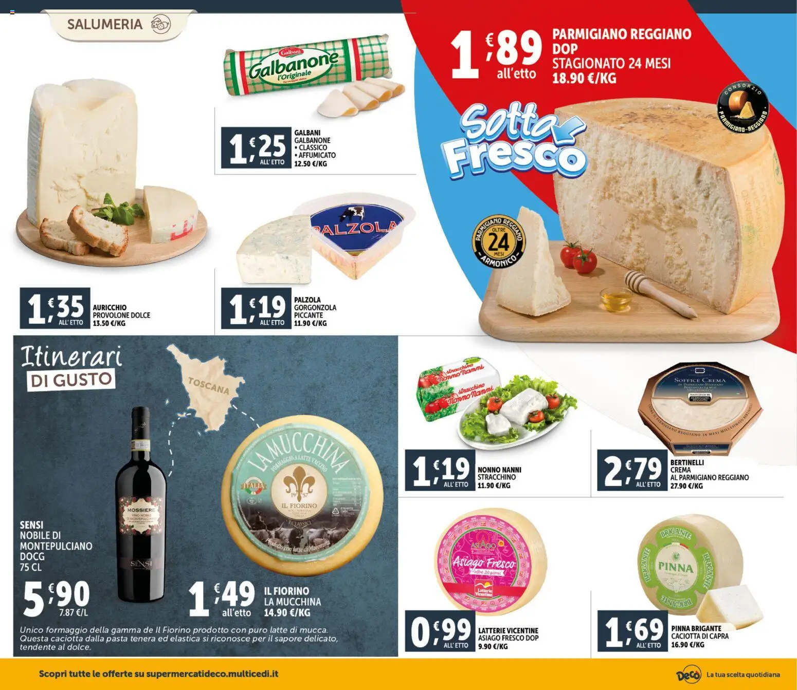 Volantino Decò del 23.02.2026 | Pagina: 2 | Prodotti: Provolone, Formaggio, Pasta, Stracchino