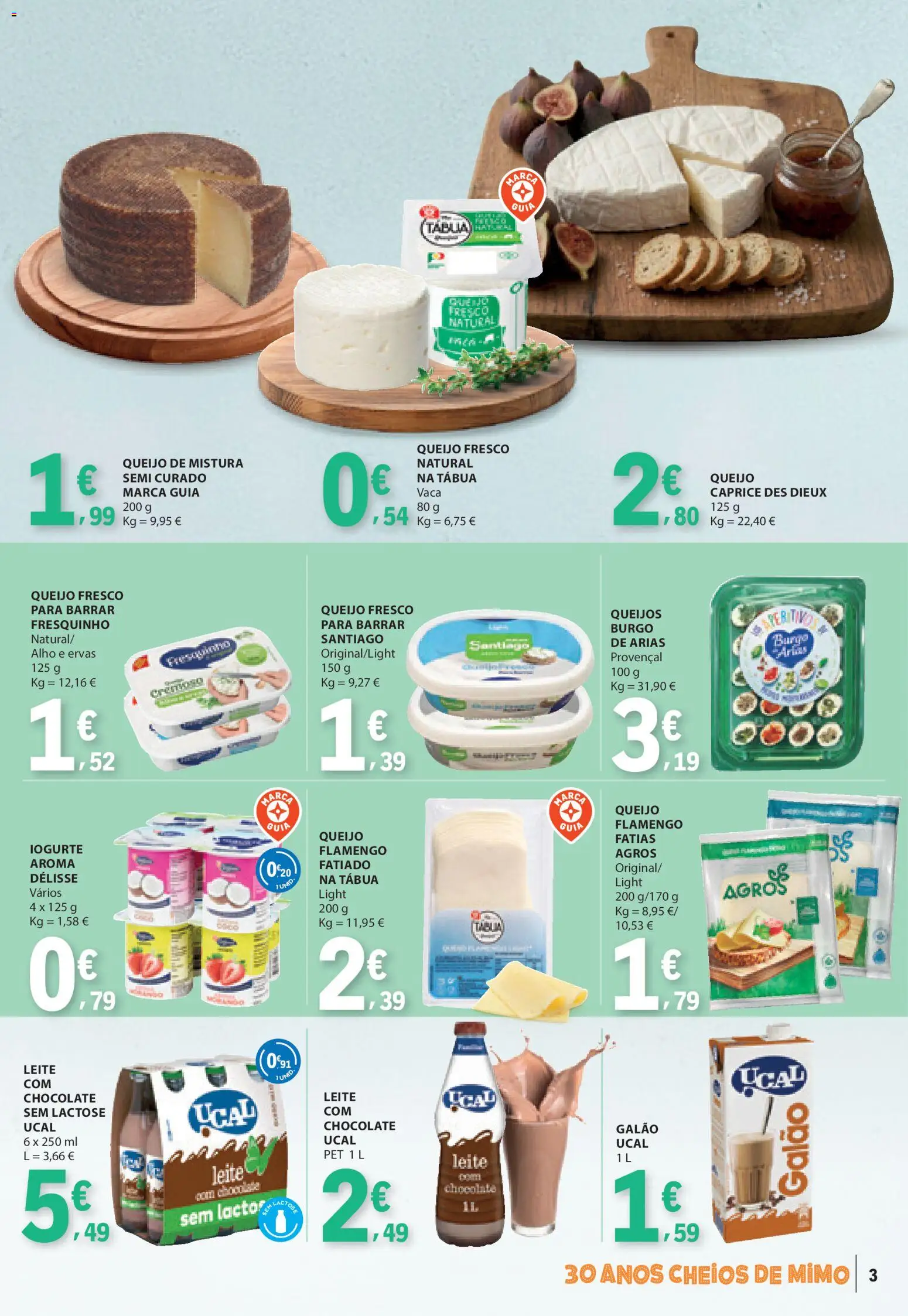 E.Leclerc folheto Especial Pequeno-Almoço │ válido de 21.04.2026 | Página: 3 | Produtos: Tábua, Leite, Queijo, Chocolate