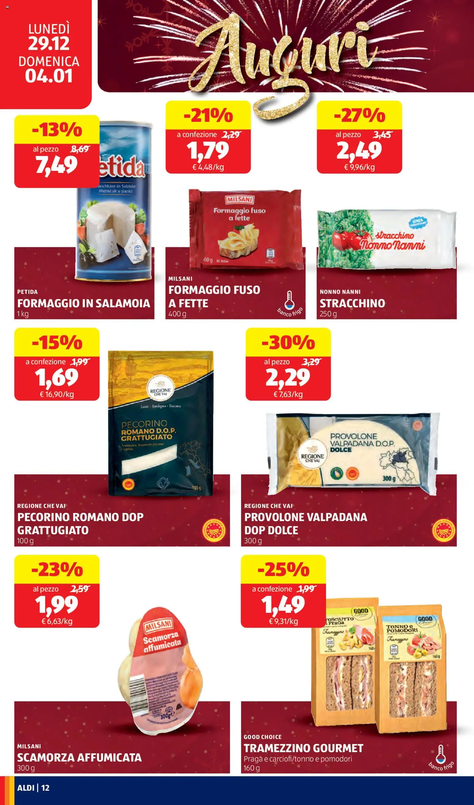 Volantino Aldi del 29.12.2025 | Pagina: 12 | Prodotti: Provolone, Formaggio, Pomodori, Tonno