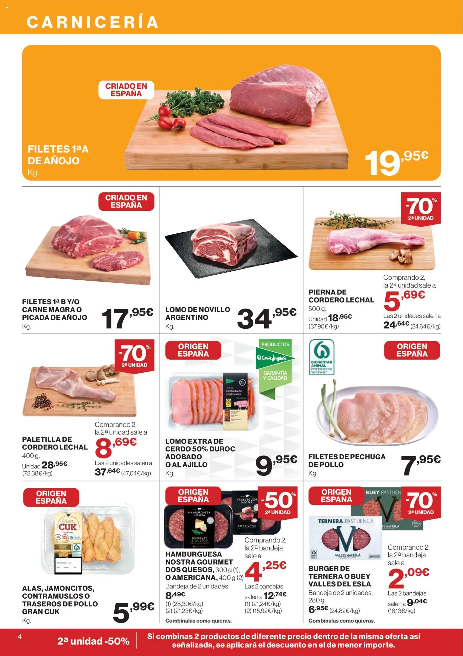 El Corte Inglés ofertas │ válido desde el 07.01.2026 | Página: 4 | Productos: Cerdo, Φίλτρο καφέ, Σοκολατούχο γάλα, Bandeja