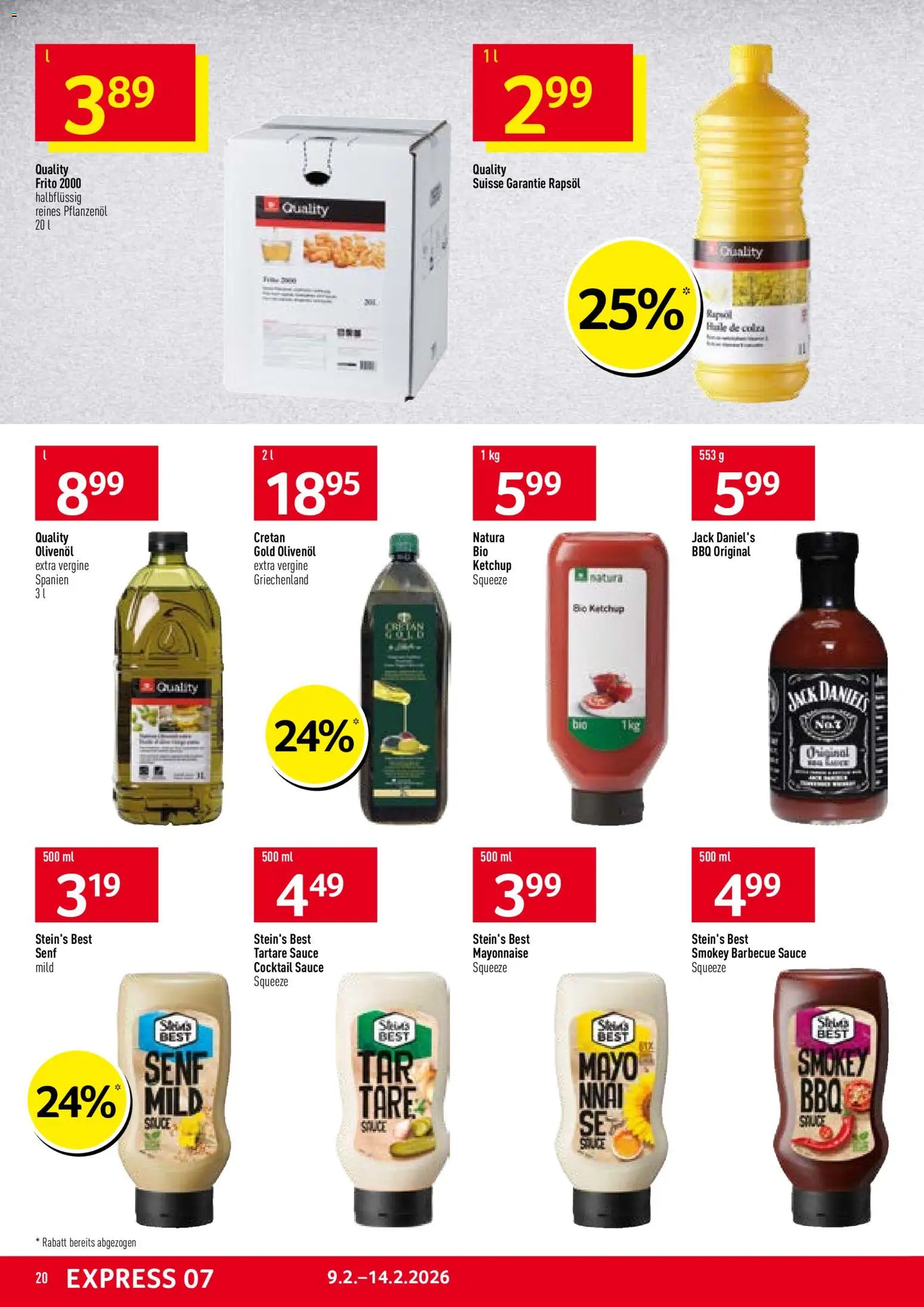 Prodega Aktionen – gültig ab 09.02.2026 | Seite: 20 | Produkte: Rapsöl, Ketchup, Mayonnaise