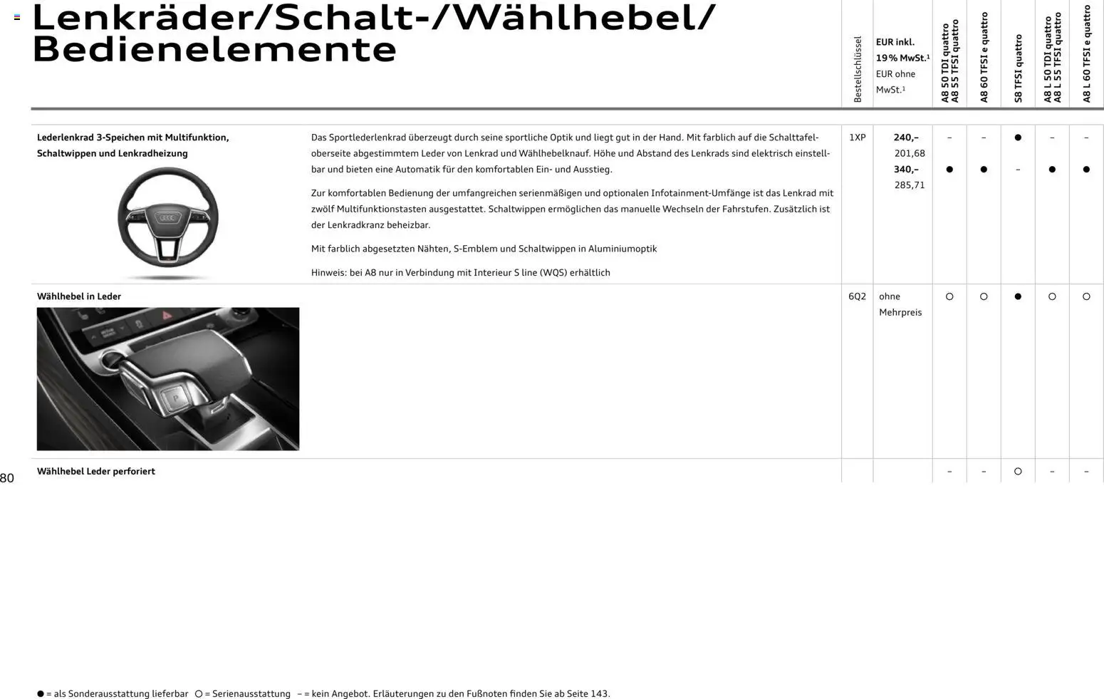 Audi A8 – gültig ab 28.10.2025 | Seite: 80