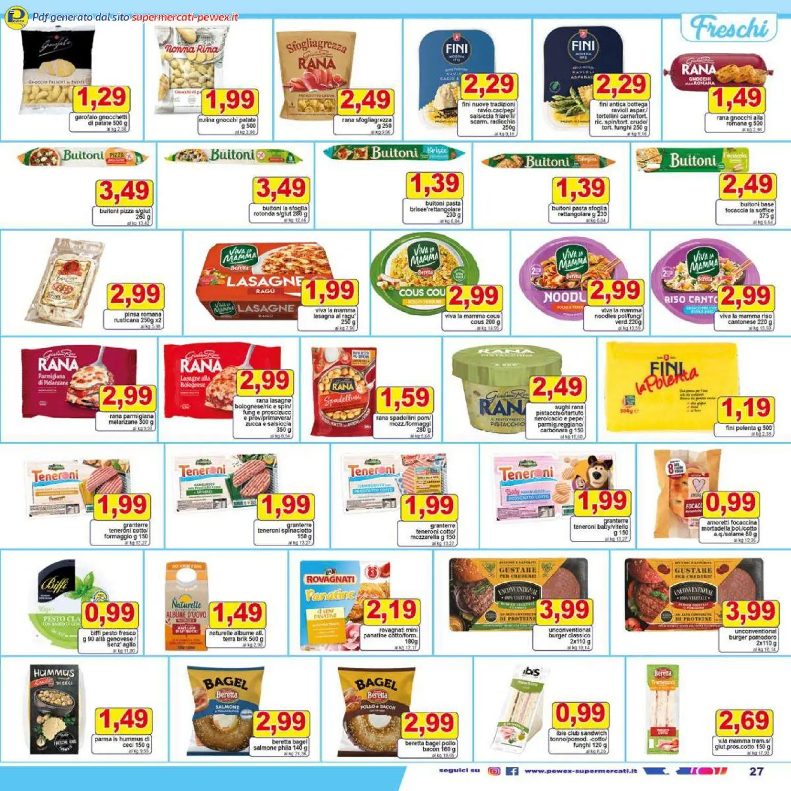 Volantino Pewex del 27.12.2025 | Pagina: 27 | Prodotti: Pizza, Formaggio, Lasagna, Gnocchetti