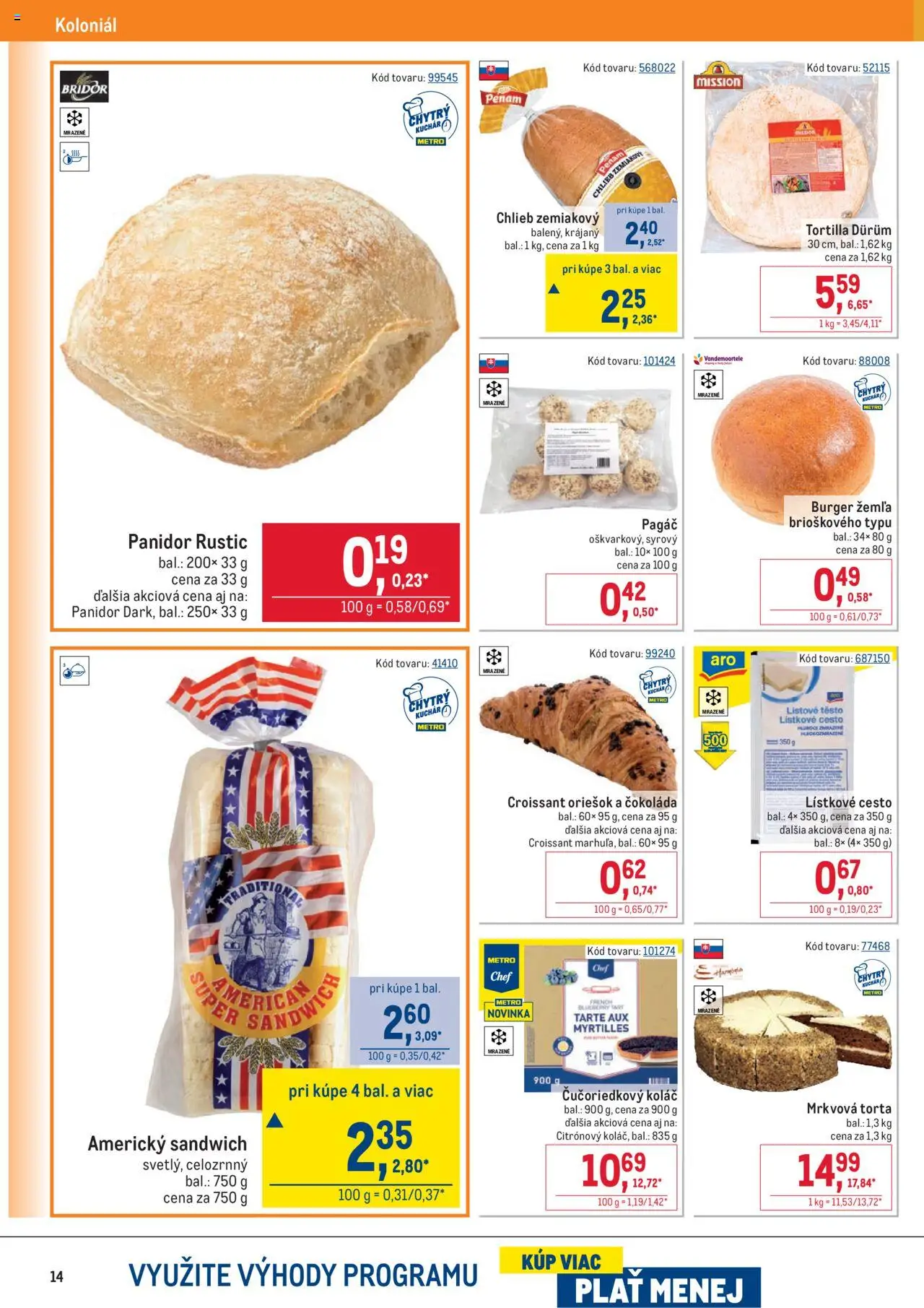 Nové Metro akcie – leták je platný od 10.09.2025 | Strana: 14 | Produkty: Croissant, Torta, Koláč, Lístkové cesto