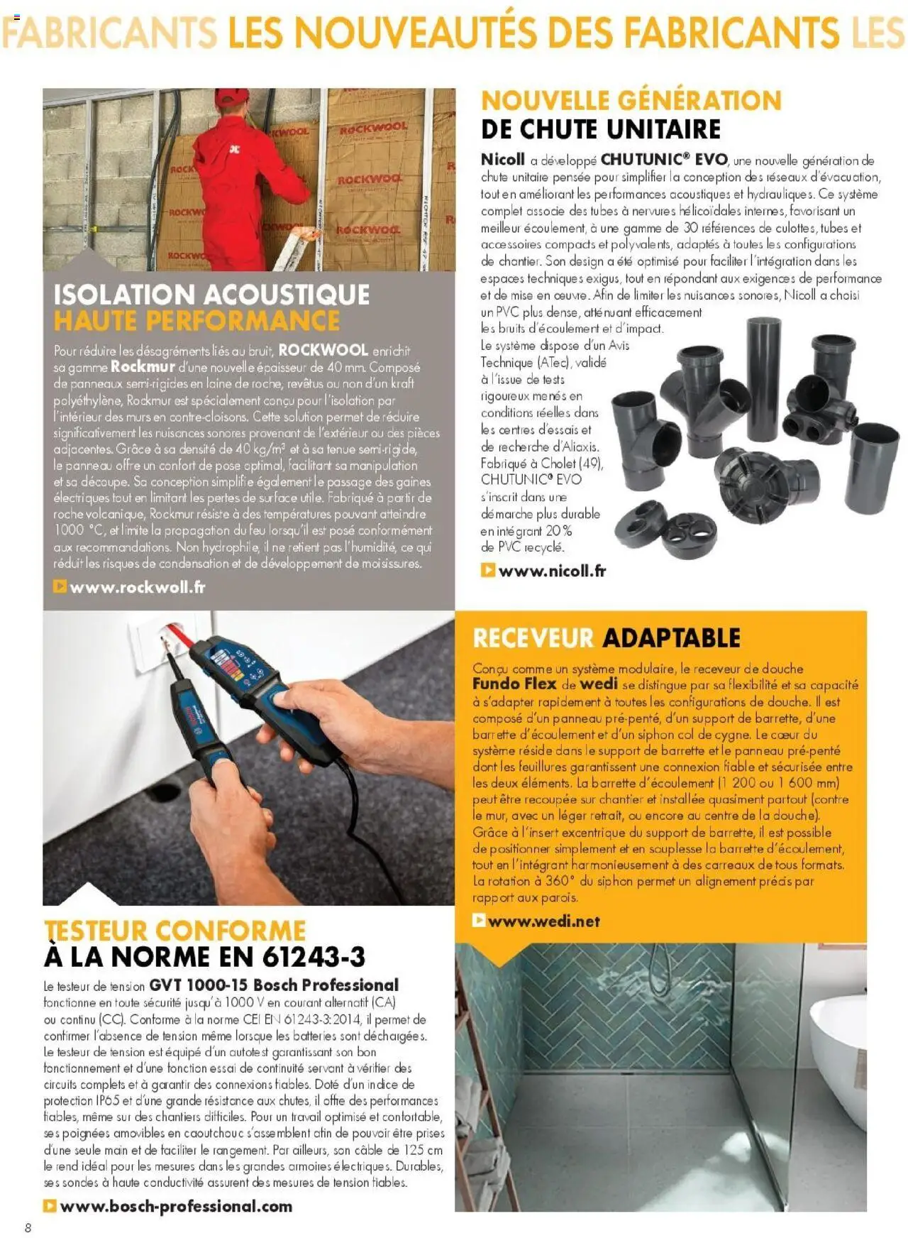 {H1} | Page: 8 | Produits: Câble, Prises, Poignées, Douche