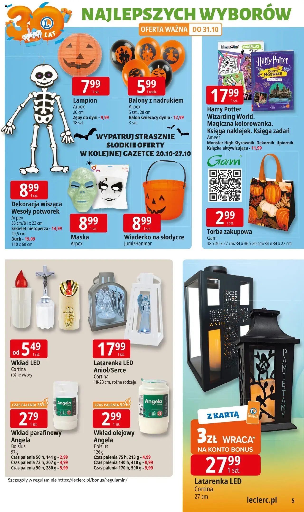E.Leclerc Gazetka - Zielona Góra od 14.10.2025 | Strona: 5 | Produkty: Słodycze, Dynia, Torba, Maska
