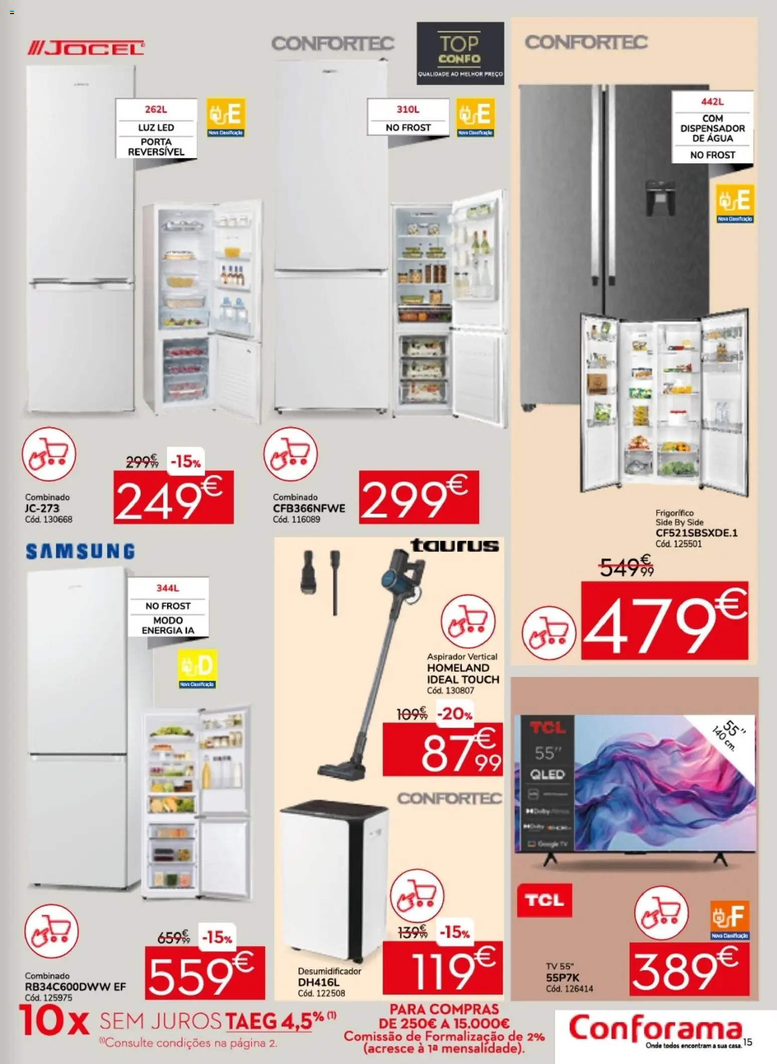 Conforama folheto │ válido de 26.02.2026 | Página: 15 | Produtos: Agua, Porta, Frigorífico, Desumidificador
