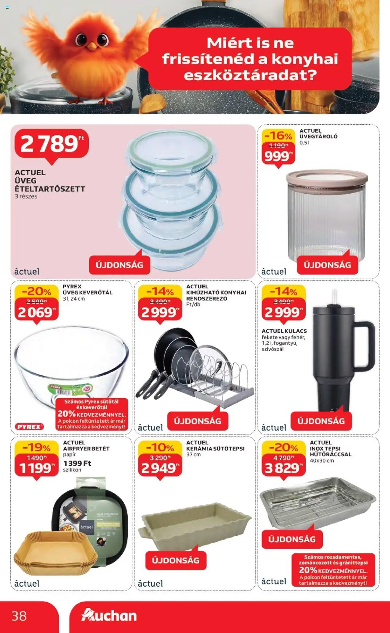 Auchan akciós ujság - amely érvényes a következő dátumtól: 18.09.2025 | Oldal: 38 | Termékek: Rendszerező, Kulacs