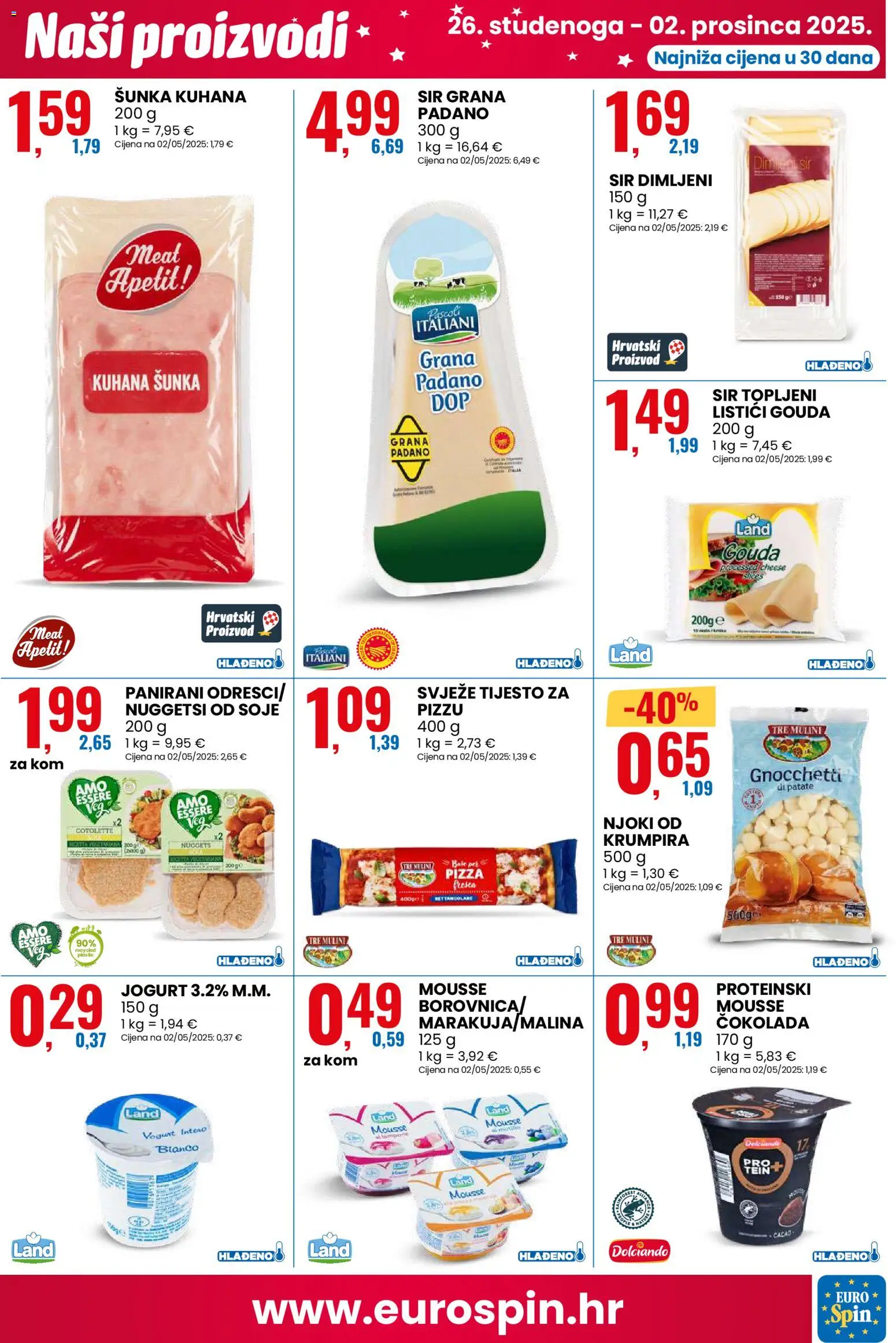 Eurospin katalog | vrijedi od 26.11.2025 | Stranica: 3 | Proizvodi: Sir, Jogurt, Njoki, Gouda