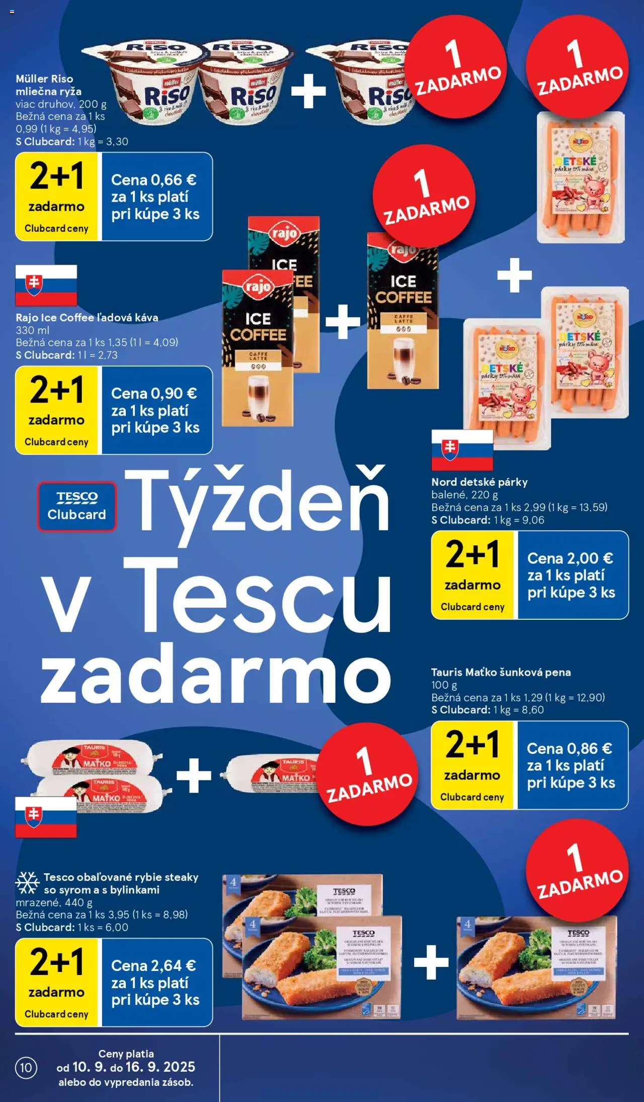Nové Tesco akcie – leták je platný od 10.09.2025 | Strana: 10 | Produkty: Káva, Ryža, Párky