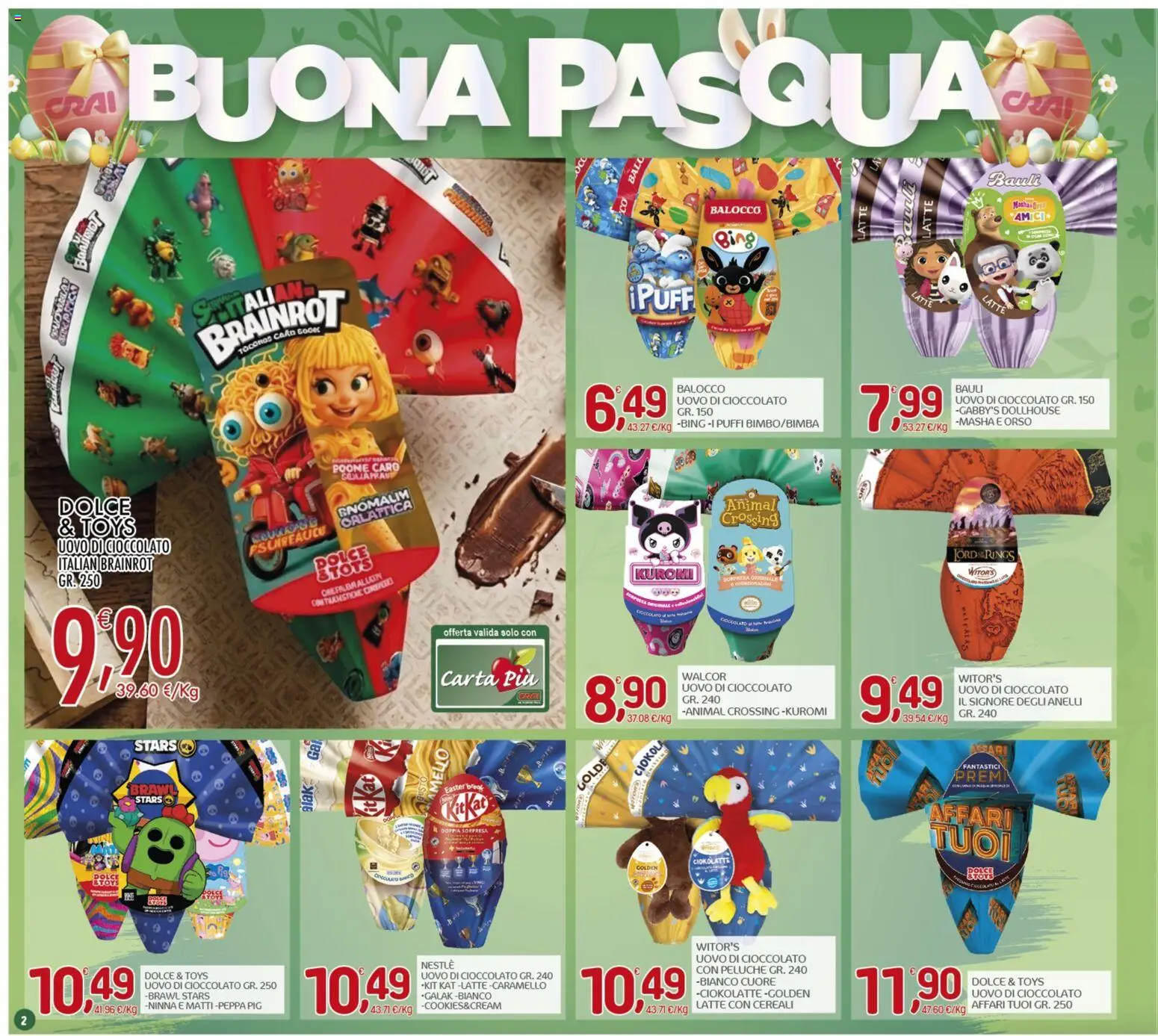 Volantino CRAI del 26.03.2026 | Pagina: 2 | Prodotti: Peluche, Cioccolato, Cereali, Latte