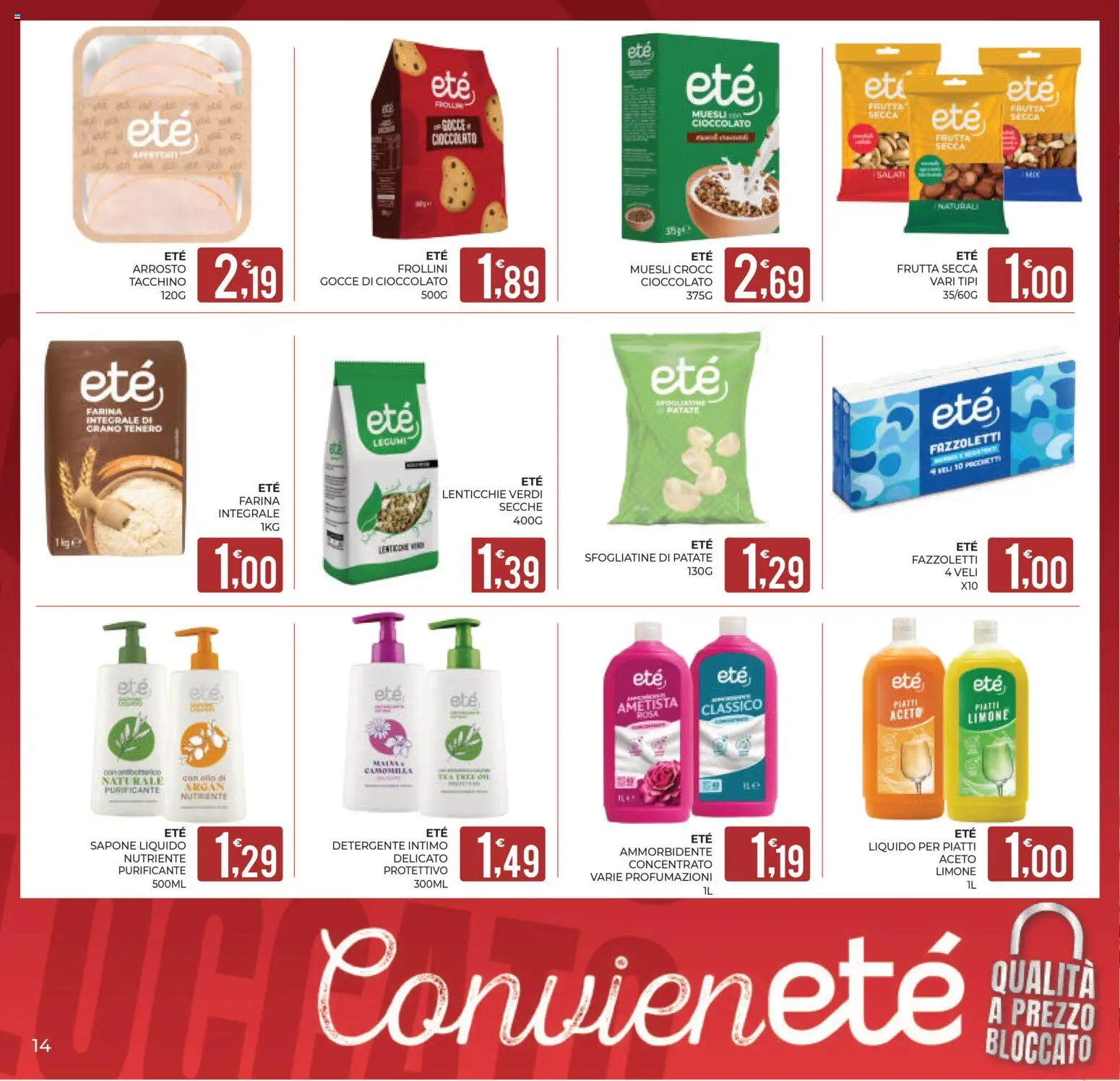 Volantino Eté del 17.04.2026 | Pagina: 14 | Prodotti: Legumi, Intimo, Patate, Farina