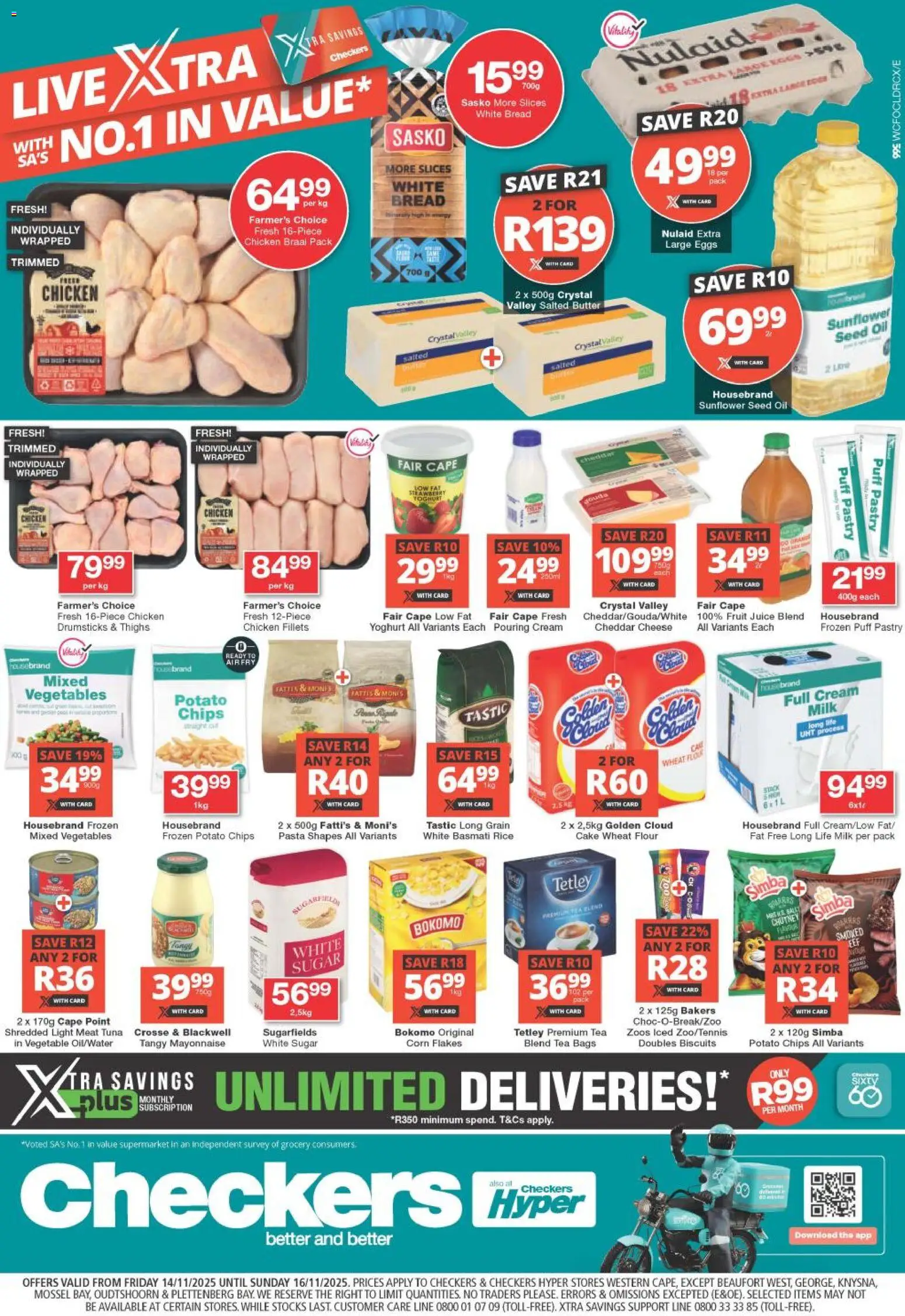 New Checkers catalogue – valid from 14.11.2025 | Page: 1 | Products: Cake, Milk, Mayonnaise, Sugar