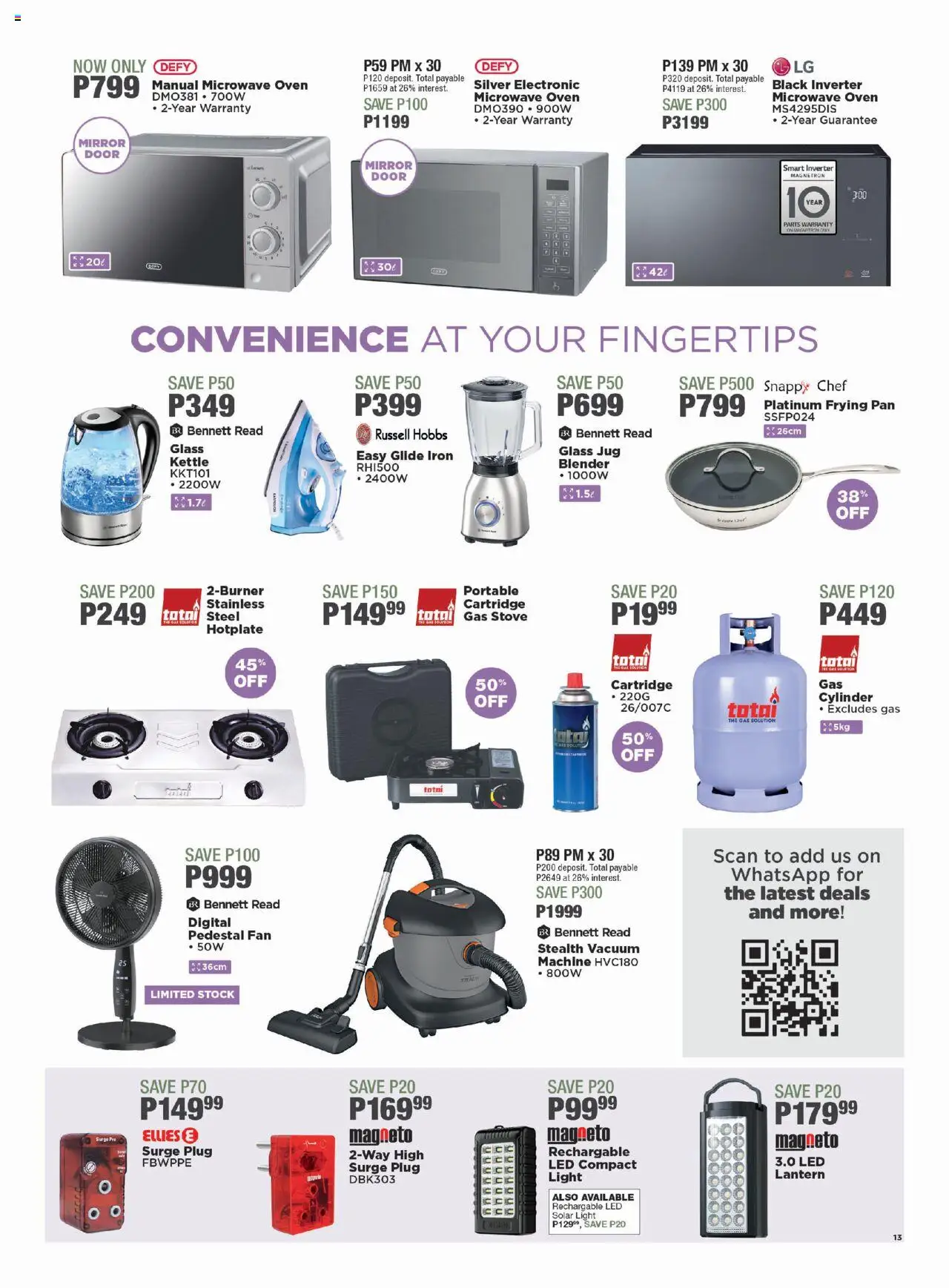 House and Home - Botswana Catalogue │ valid from 18.08.2025 | Page: 13 | Products: Microwave oven, Fan, Mirror, Blender