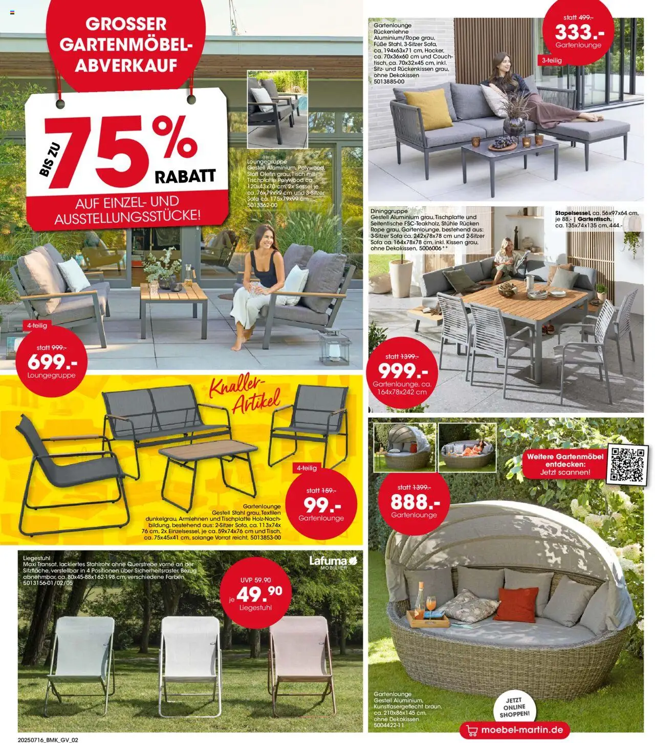 Möbel Martin Prospekt 	 - gültig ab dem 16.07.2025 | Seite: 2 | Produkte: Sessel, Liegestuhl, Couch, Gartenmöbel