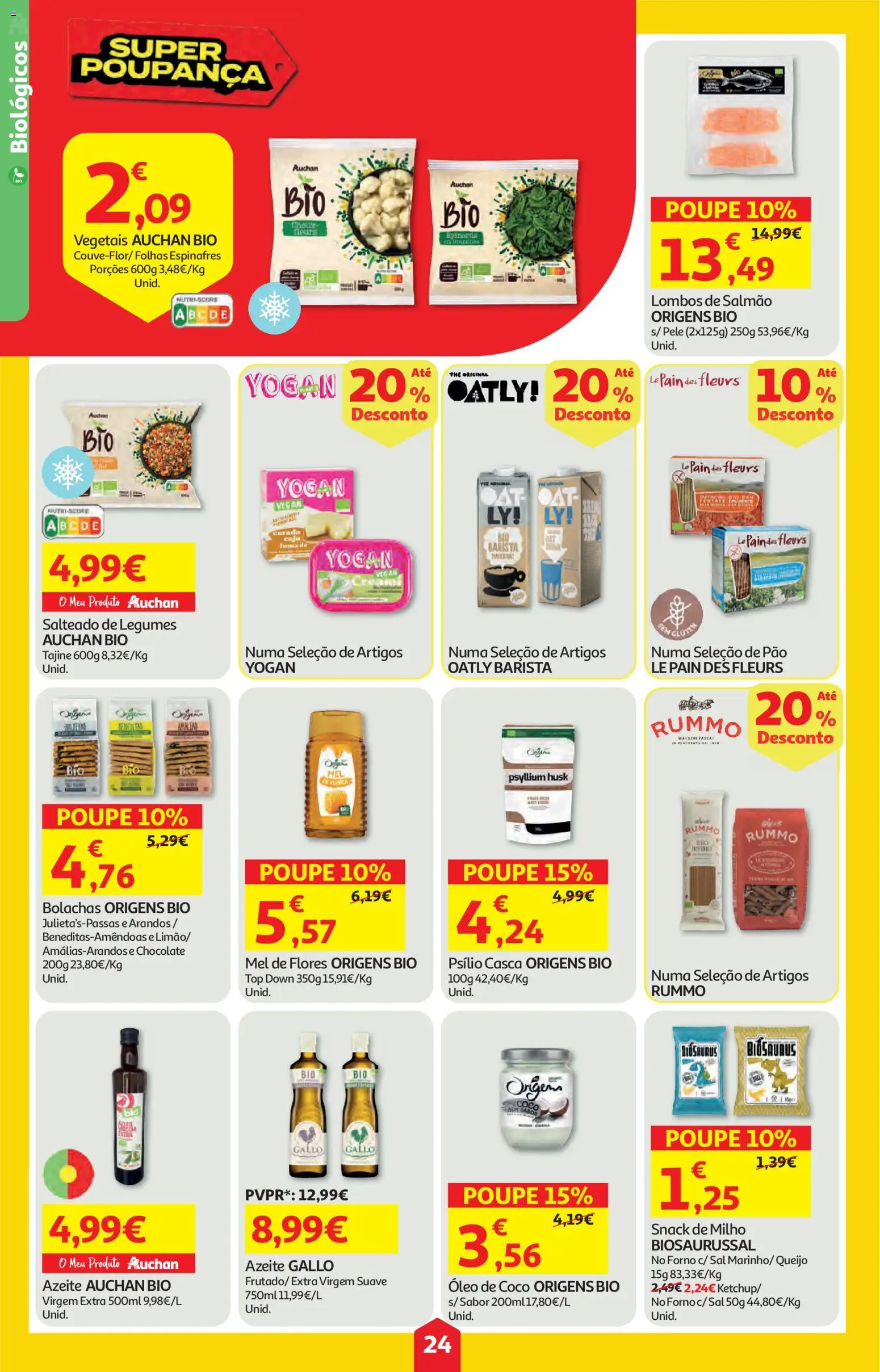 Auchan folheto │ válido de 12.03.2026 | Página: 24 | Produtos: Espinafres, Queijo, Óleo, Chocolate