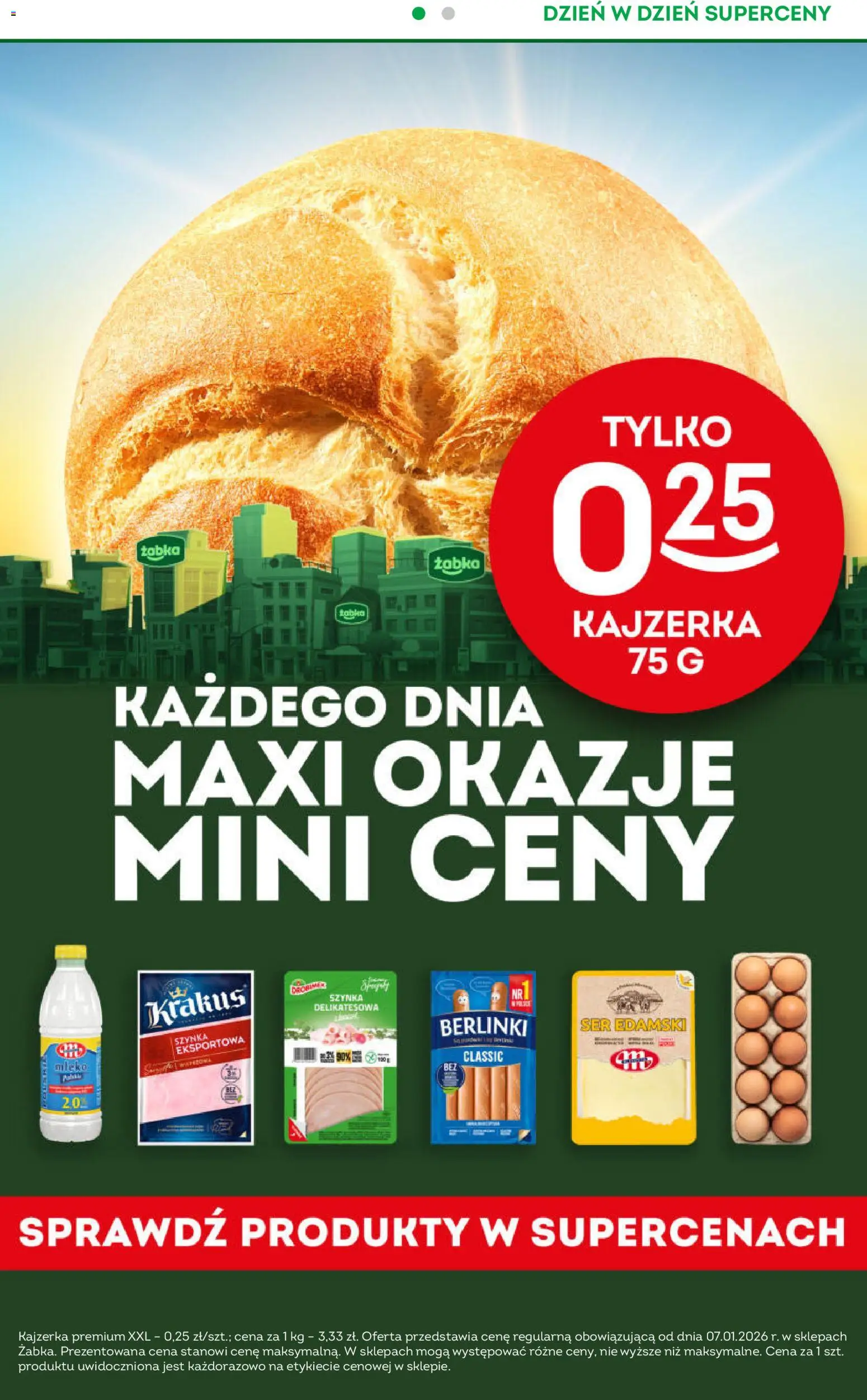 Żabka Gazetka od 14.01.2026 | Strona: 2 | Produkty: Szynka, Mleko, Ser, Ser edamski