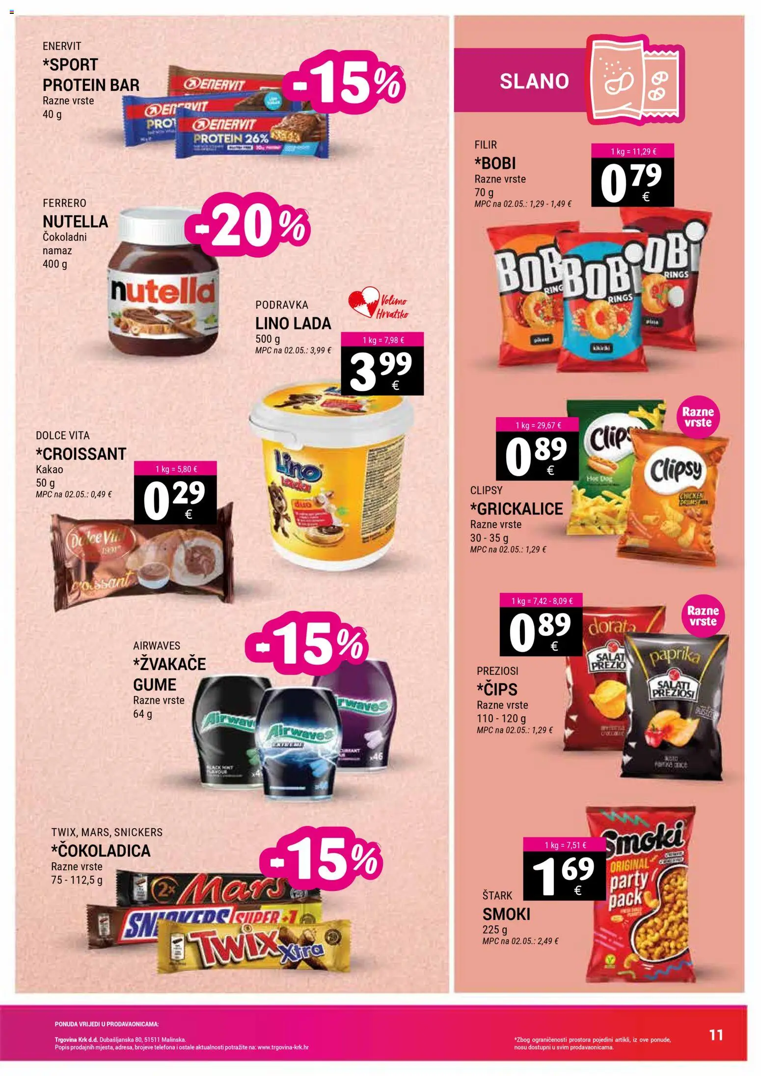 Trgovina Krk katalog | vrijedi od 01.11.2025 | Stranica: 11 | Proizvodi: Snickers, Lino Lada, Kakao, Namaz