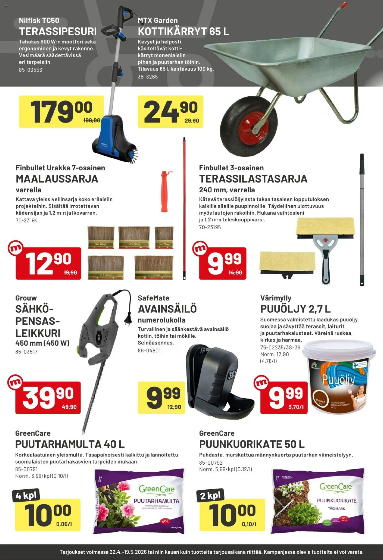 Motonet tarjoukset – voimassa 22.04.2026 alkaen | Sivu: 14 | Tuotteet: Leikkuri, Voi, Kottikärryt