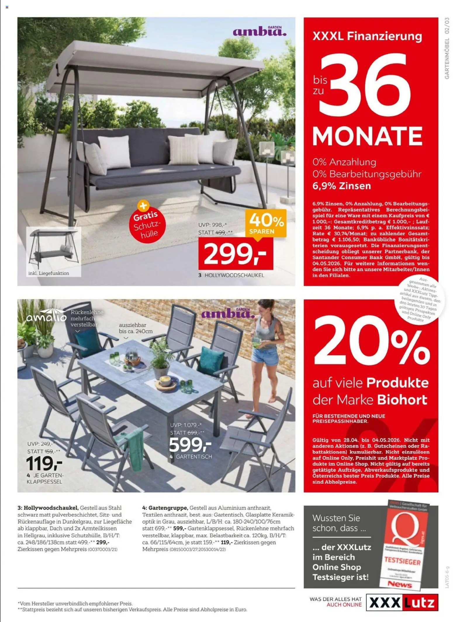 XXXLutz Gartenmöbel gültig ab 28.04.2026 | Seite: 3 | Produkte: Spiel, Hülle, Gartenmöbel