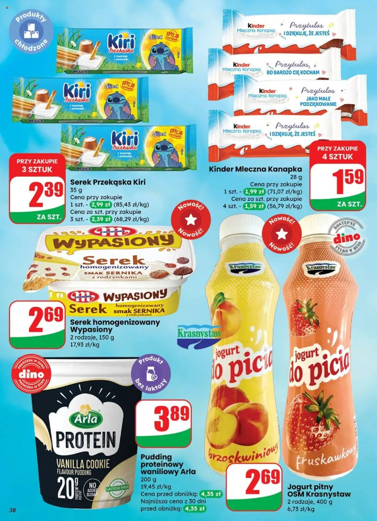 Dino Gazetka od 08.10.2025 | Strona: 38 | Produkty: Bez laktozy, Serek homogenizowany, Serek, Jogurt pitny