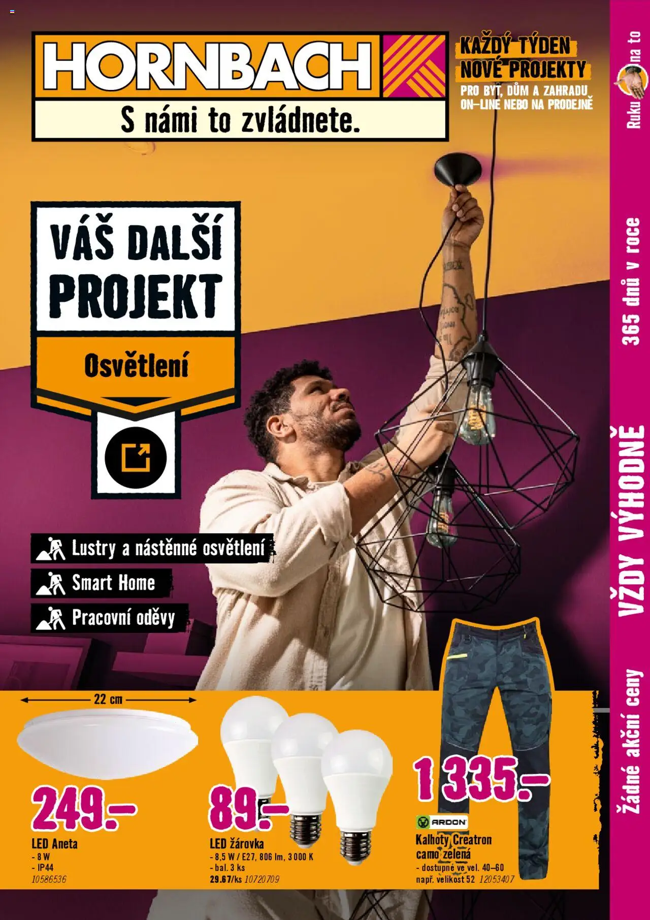 HORNBACH leták - Osvětlení od 24.09.2025 | Strana: 1 | Produkty: Kalhoty, LED