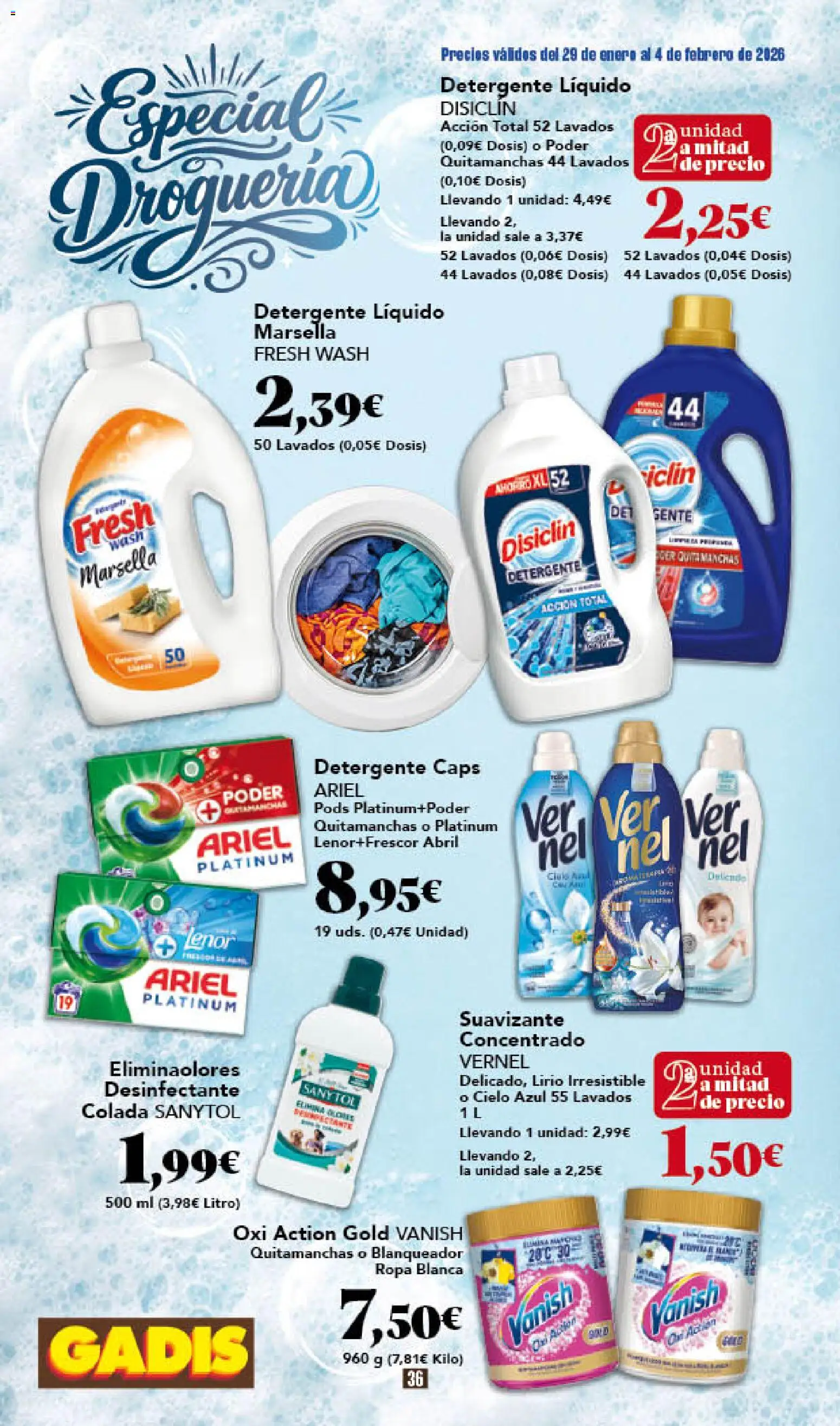 Gadis - folleto │ válido desde el 29.01.2026 | Página: 36 | Productos: Quitamanchas, Ropa, Detergente líquido, Suavizante