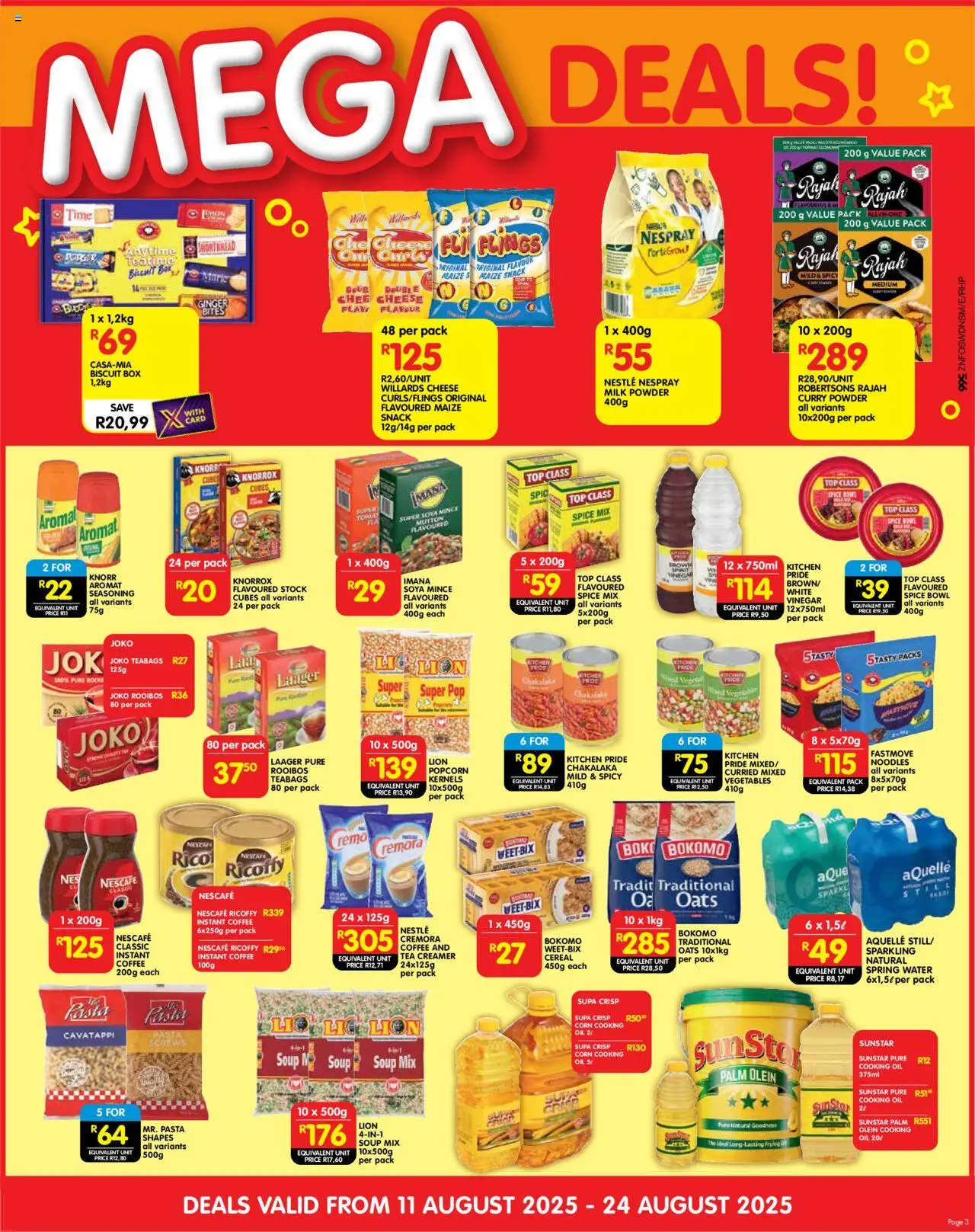 Shoprite KwaZulu-Natal - Cash & Carry Mid-Month Deals Durban & Mount Frere │ valid from 11.08.2025 | Page: 3 | Products: Corn, Milk, Oil, Seasoning