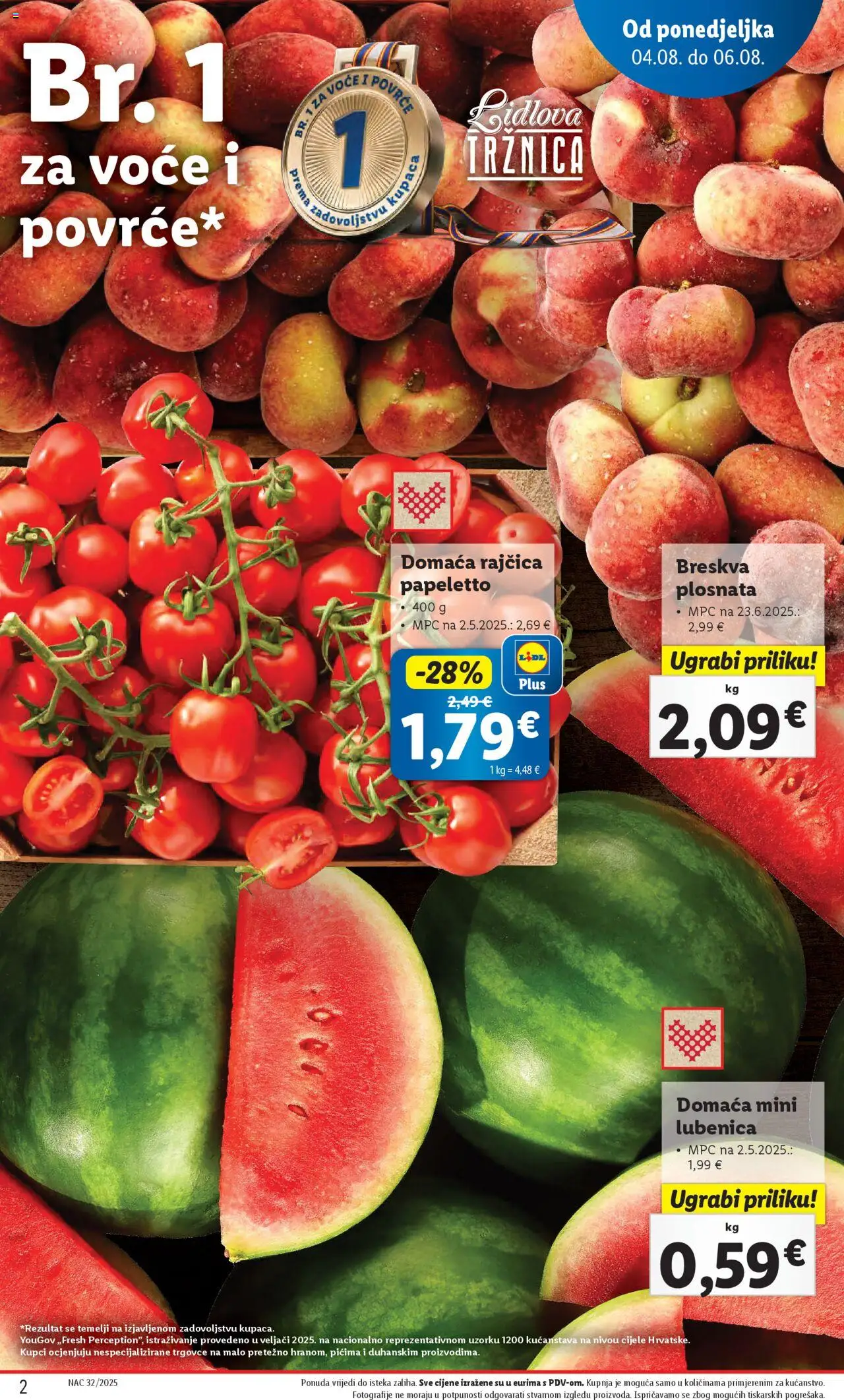 Lidl katalog | vrijedi od 04.08.2025 | Stranica: 2 | Proizvodi: Povrće, Voće, Lubenica, Rajčica