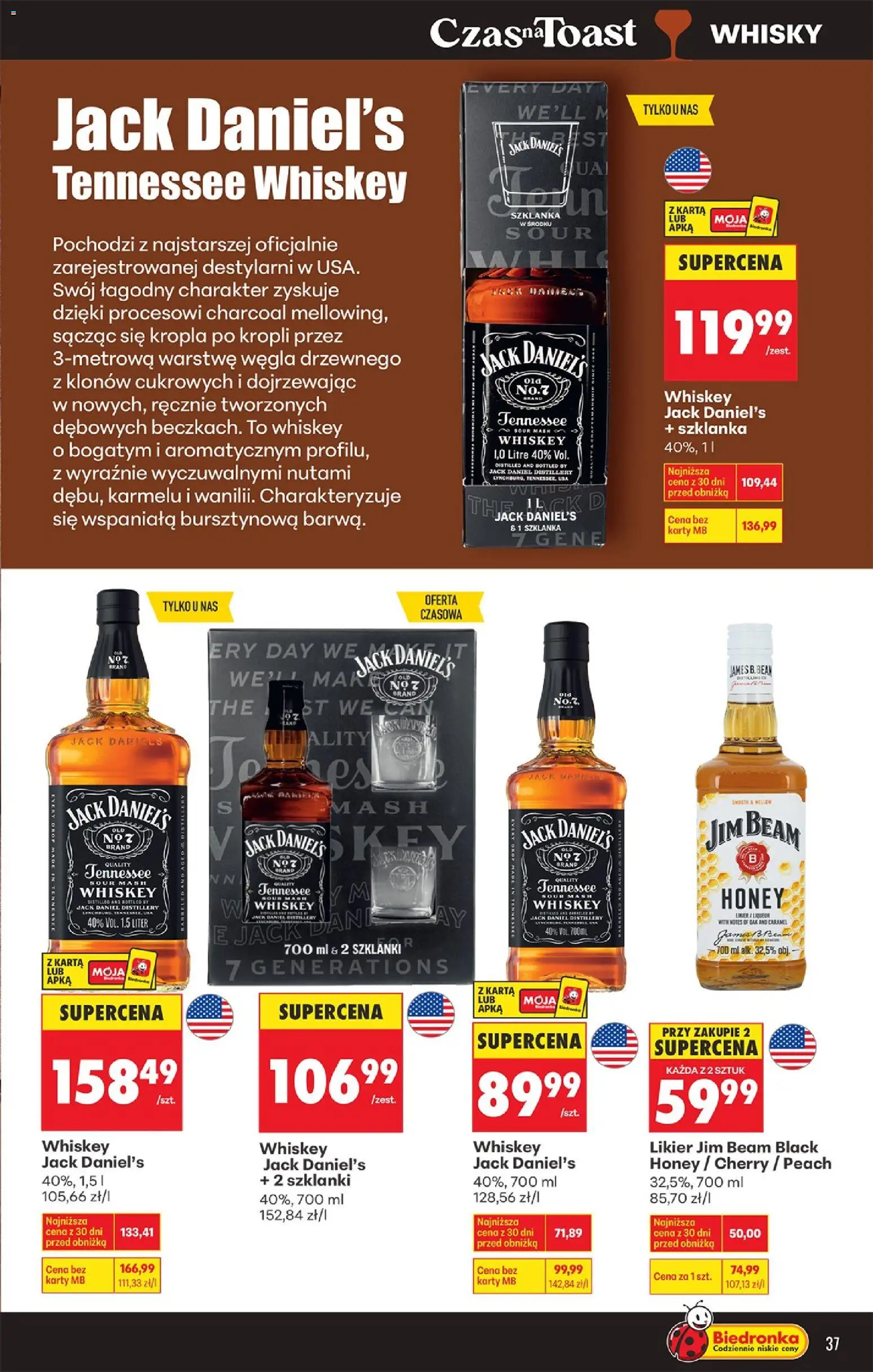 Biedronka Polsko leták - Czas na toast od 23.03.2026 | Strana: 39 | Produkty: Whiskey, Jim Beam, Whisky, Karty