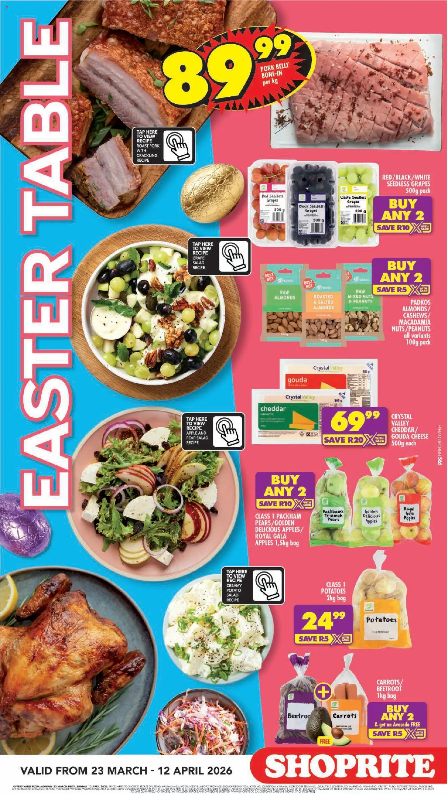 New Shoprite catalogue – valid from 23.03.2026 | Page: 2 | Products: Pork, Tap, Carrots, Nuts