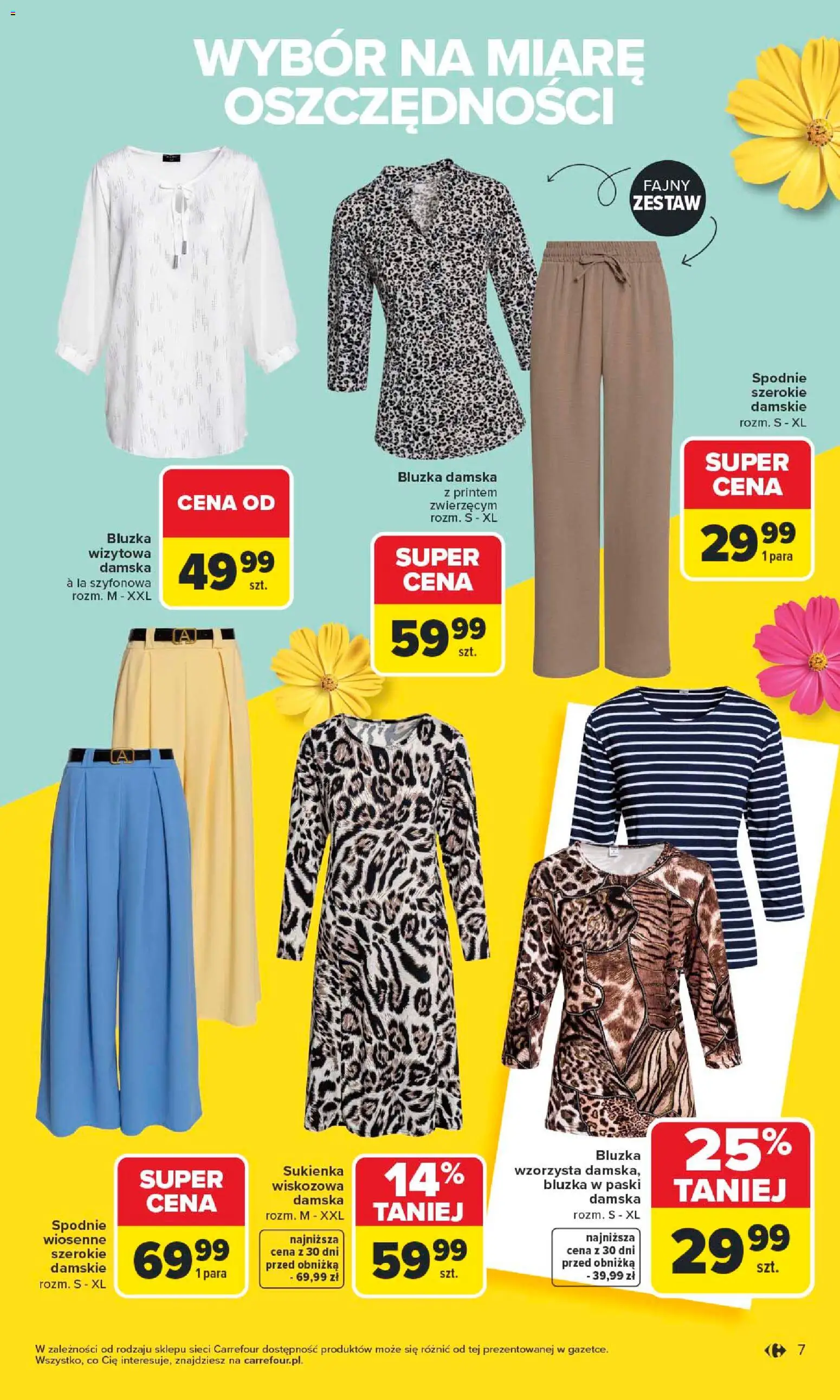 Carrefour gazetka - TEX na spotkanie z wiosną od 07.04.2026 | Strona: 7 | Produkty: Bluzka, Spodnie, Sukienka