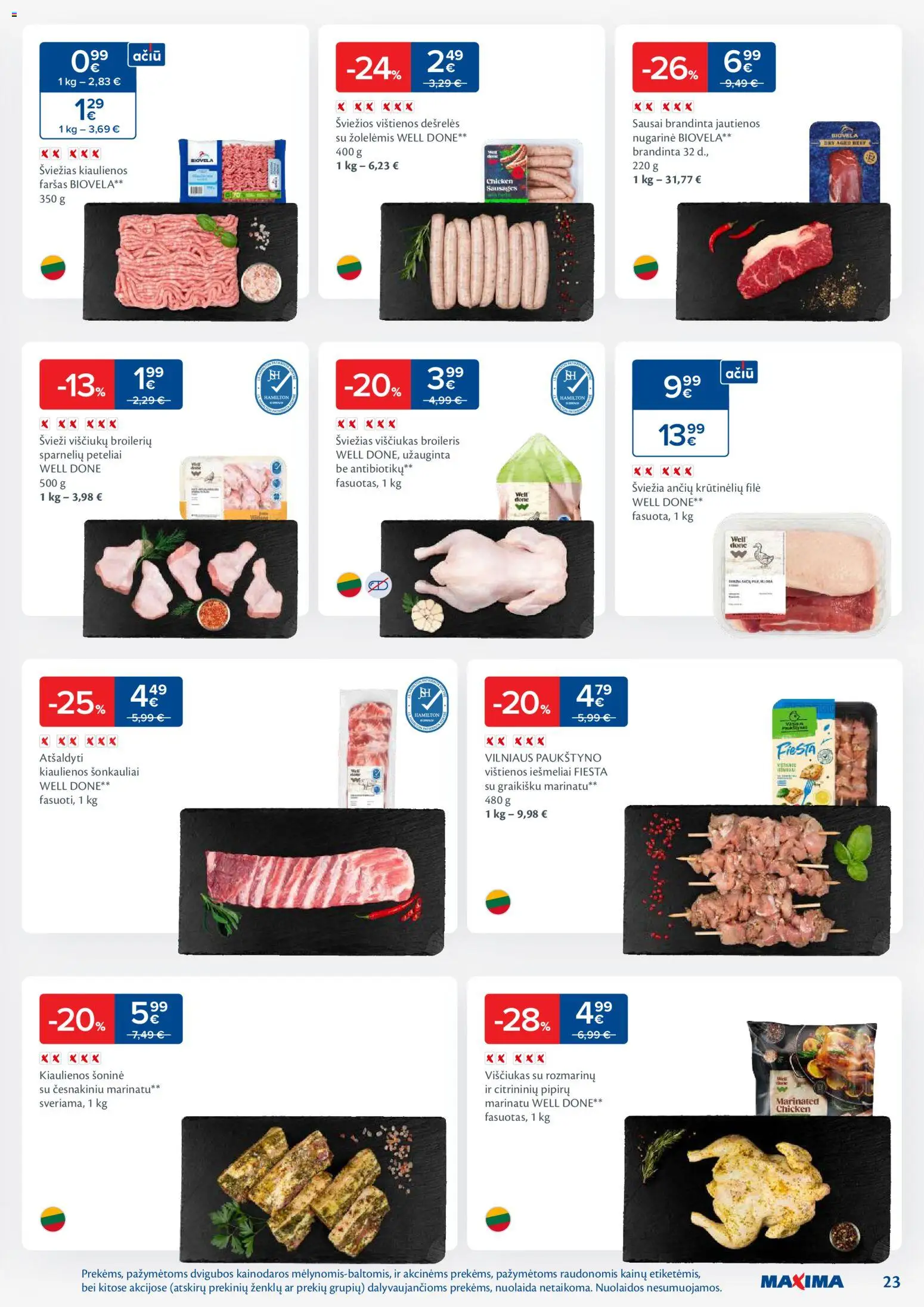MAXIMA akcijos nuo 27.01.2026 | Puslapis: 23 | Prekių: Vištienos, Jautienos, Dešrelės, Viščiukas