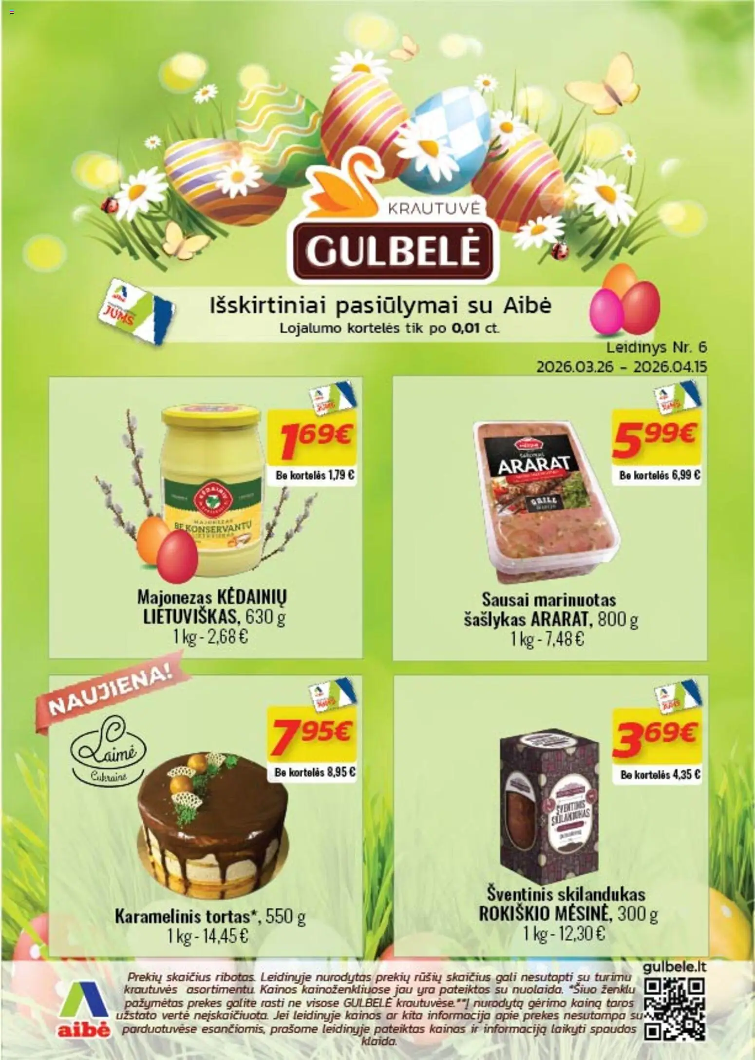 Gulbele akcijos nuo 26.03.2026 | Puslapis: 1 | Prekių: Tortas, Majonezas