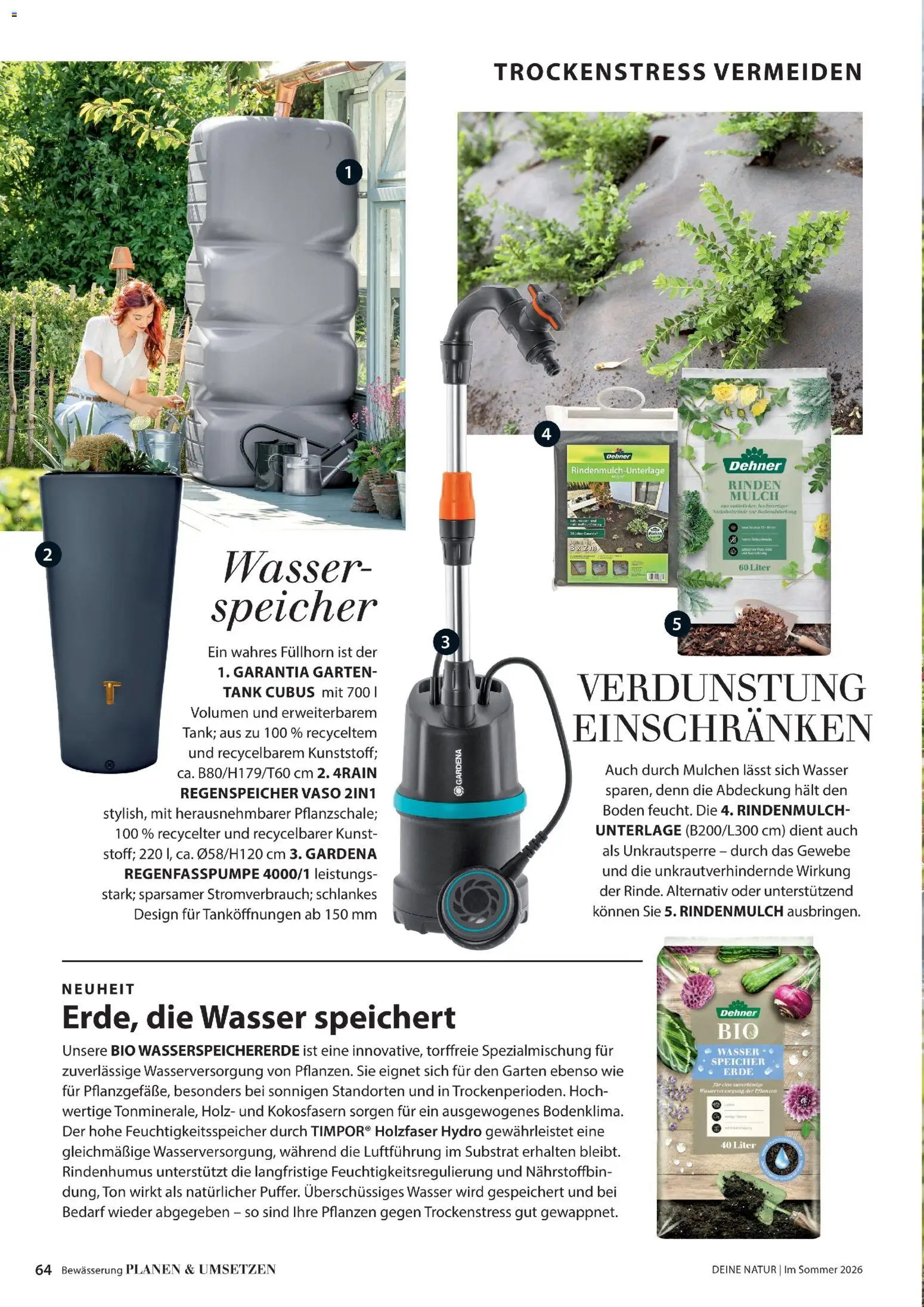 Dehner Prospekt 	 – gültig ab 17.04.2026 | Seite: 64 | Produkte: Rindenmulch, Wasser