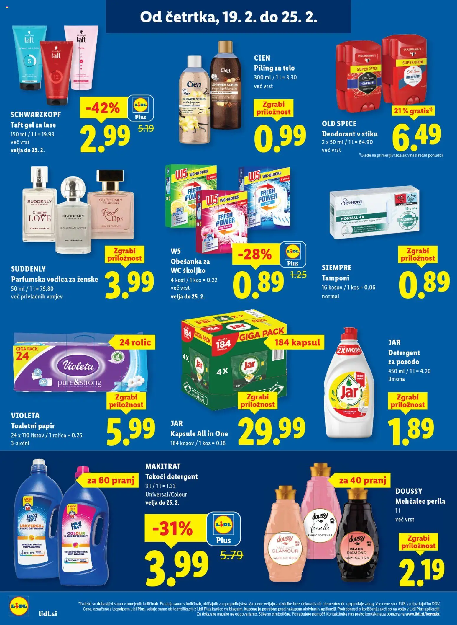 Novi Lidl katalog ponudbe – veljaven od 19.02.2026 | Stran: 22 | Izdelki: Parfumska vodica, Kos, Piling, Detergent