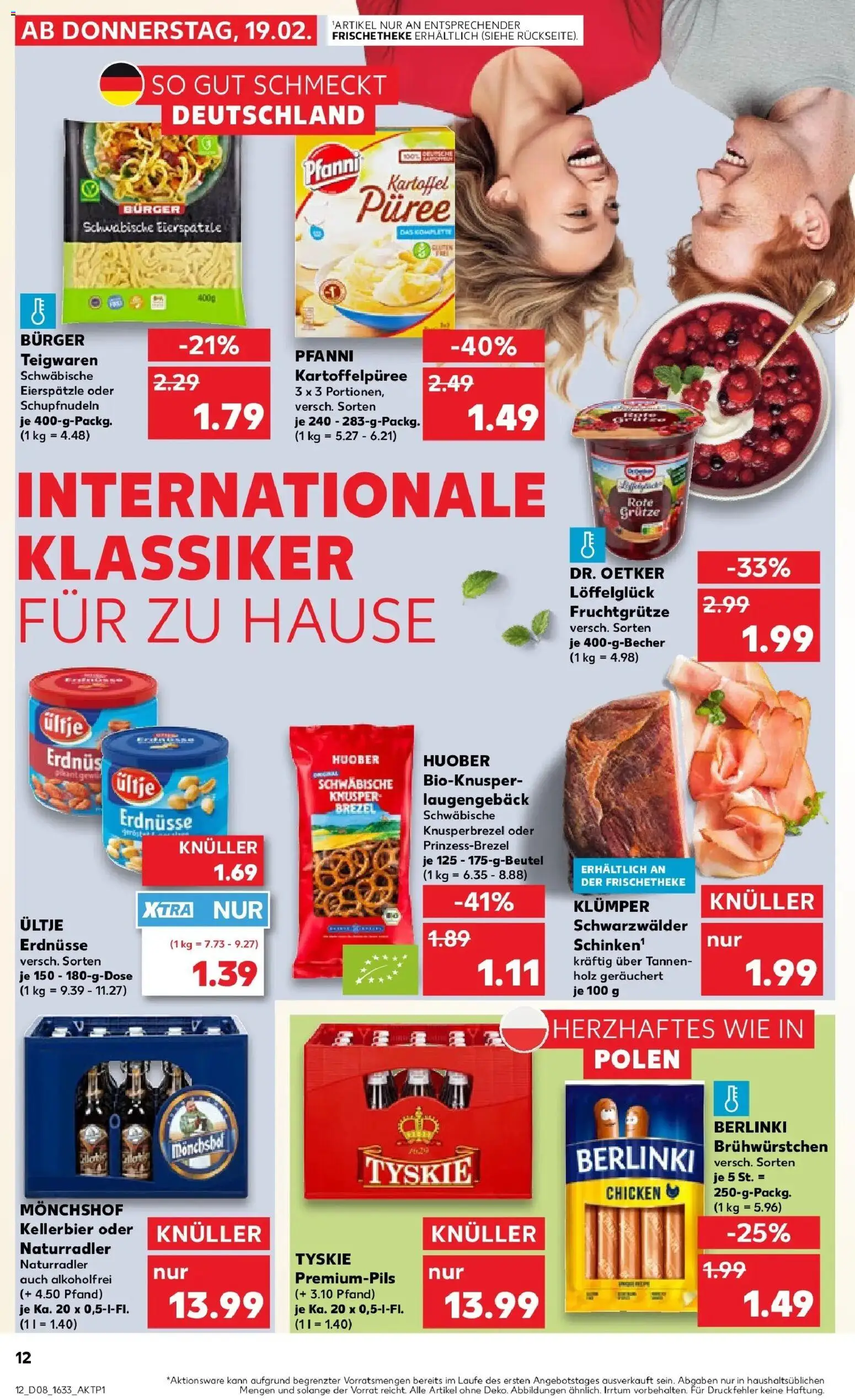 Kaufland prospekt Backnang	 – gültig ab 19.02.2026 | Seite: 20 | Produkte: Ultje erdnusse, Erdnüsse, Tyskie, Burger