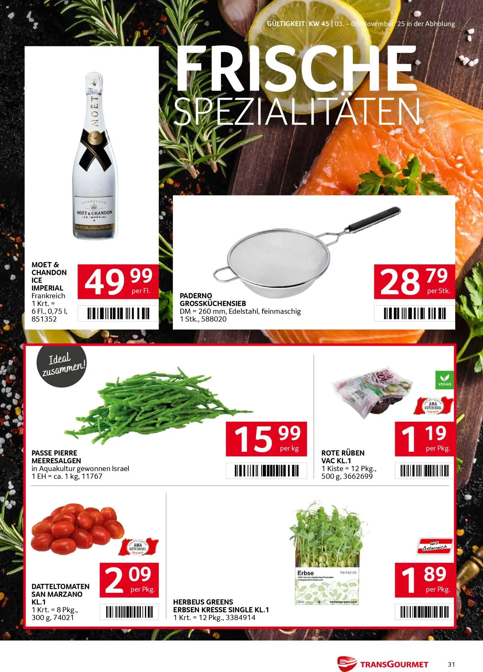 Transgourmet Flugblatt gültig ab 03.11.2025 | Seite: 31 | Produkte: Erbsen