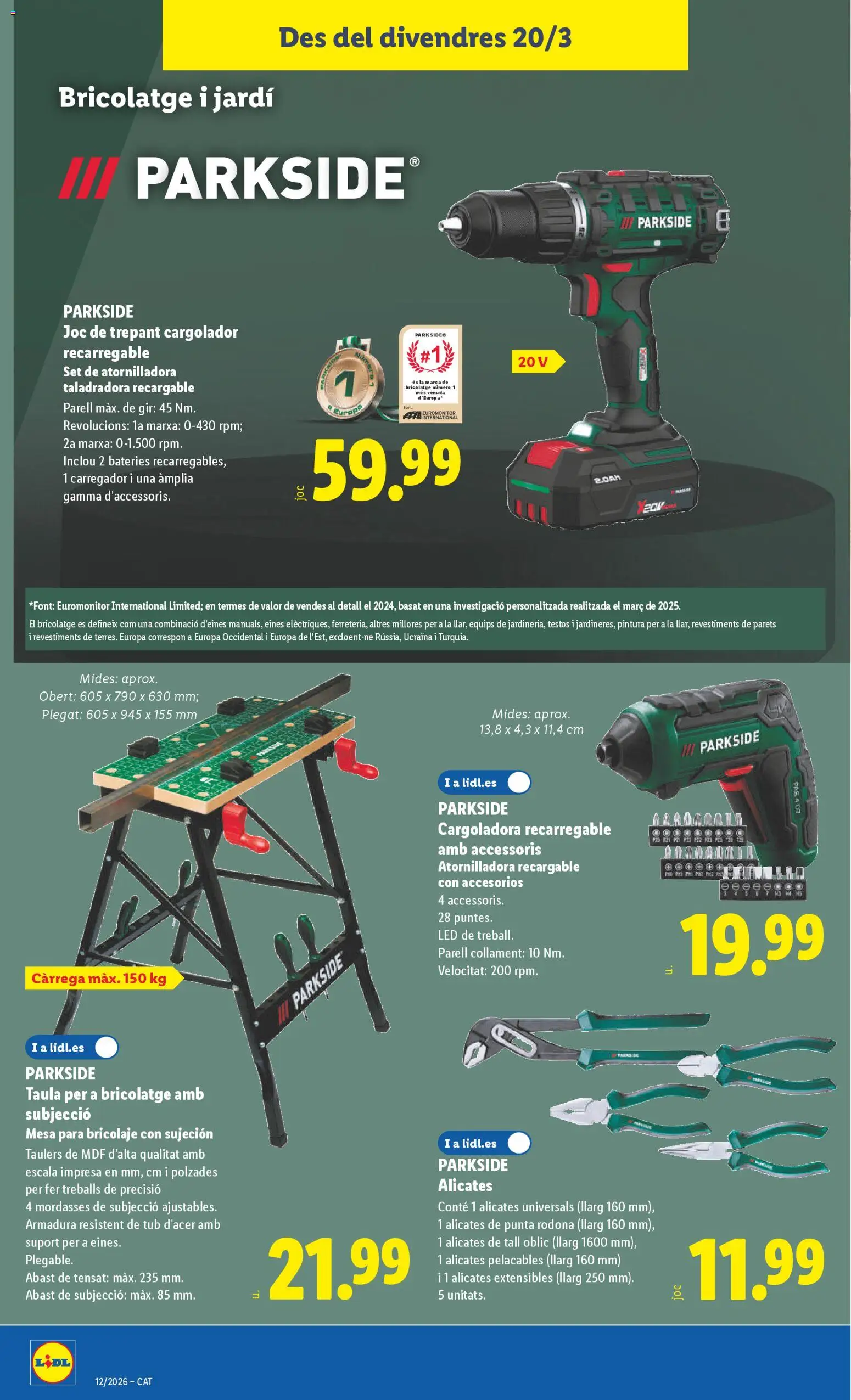 Lidl folleto de bazar │ válido desde el 16.03.2026 | Página: 20 | Productos: Mesa