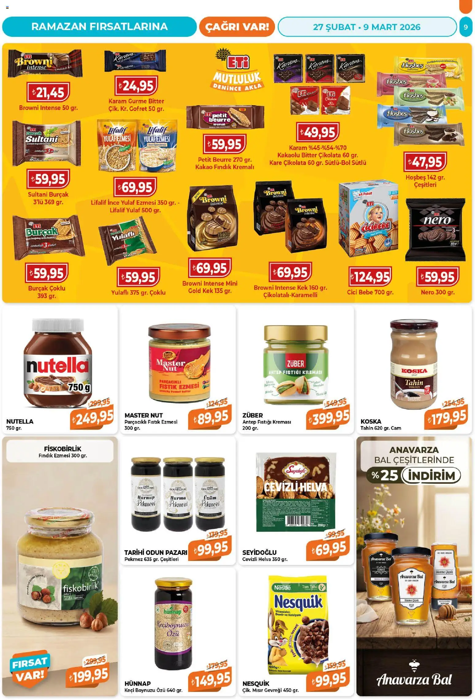 Çağrı Market Katalog - 27.02.2026 tarihinden itibaren geçerlidir | Sayfa: 9 | Ürünler: Mısır gevreği, Üzüm, Hurma, Mısır