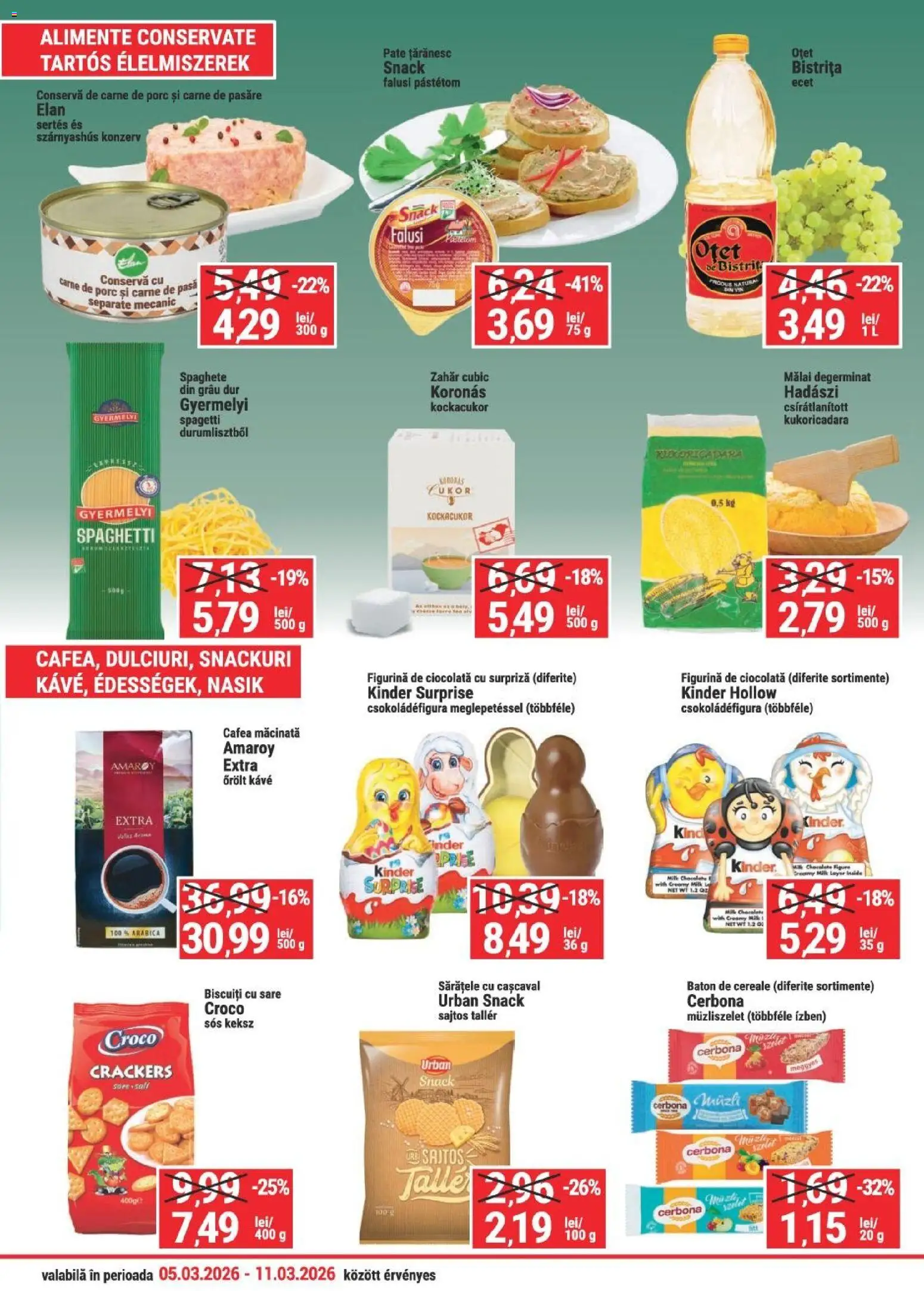 Noul catalog Merkur – valabil de la 05.03.2026 | Pagină: 3 | Produse: Pate, Cereale, Biscuiți, Sare