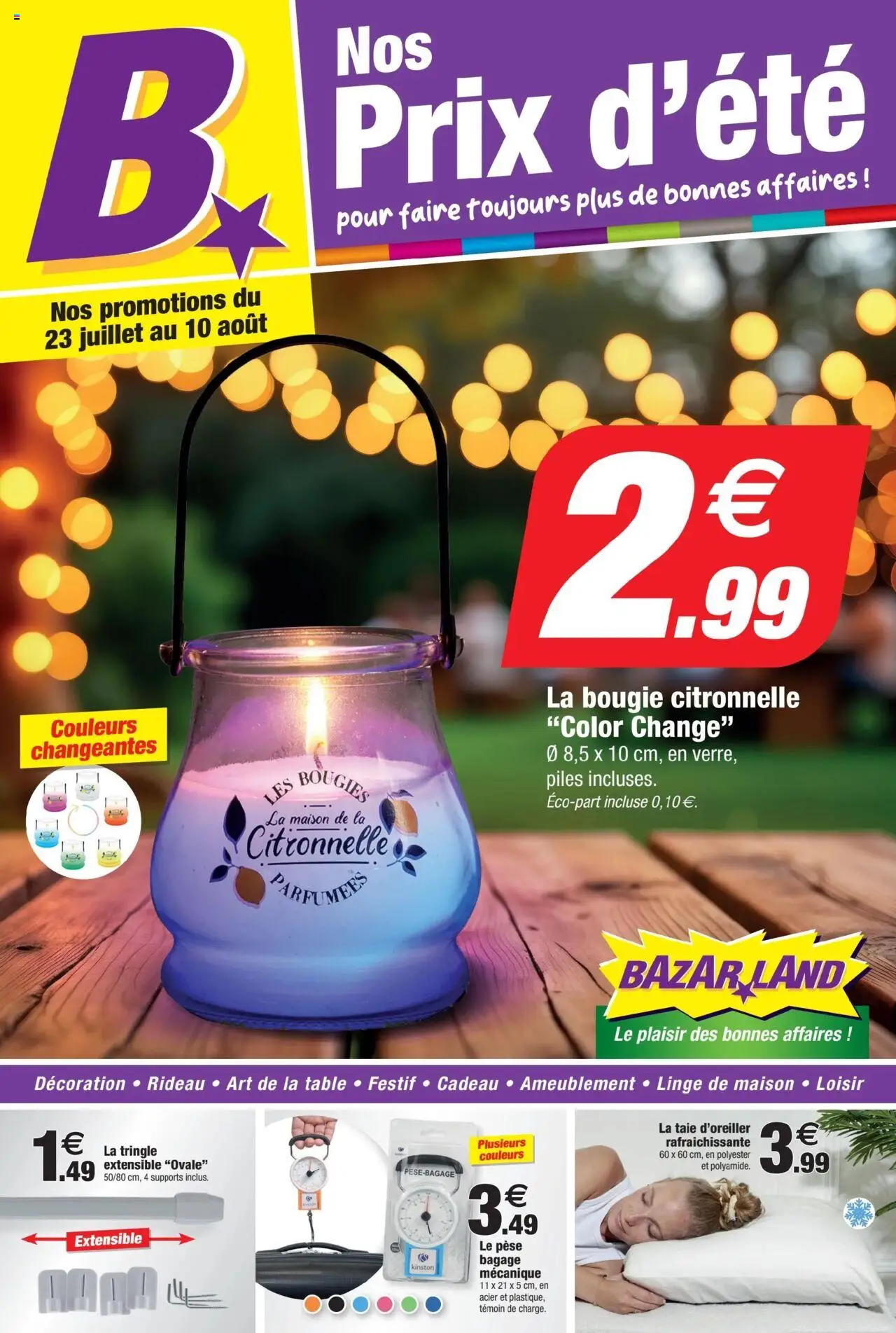  | Page: 1 | Produits: Taie d'oreiller, Citronnelle, Piles, Bagage