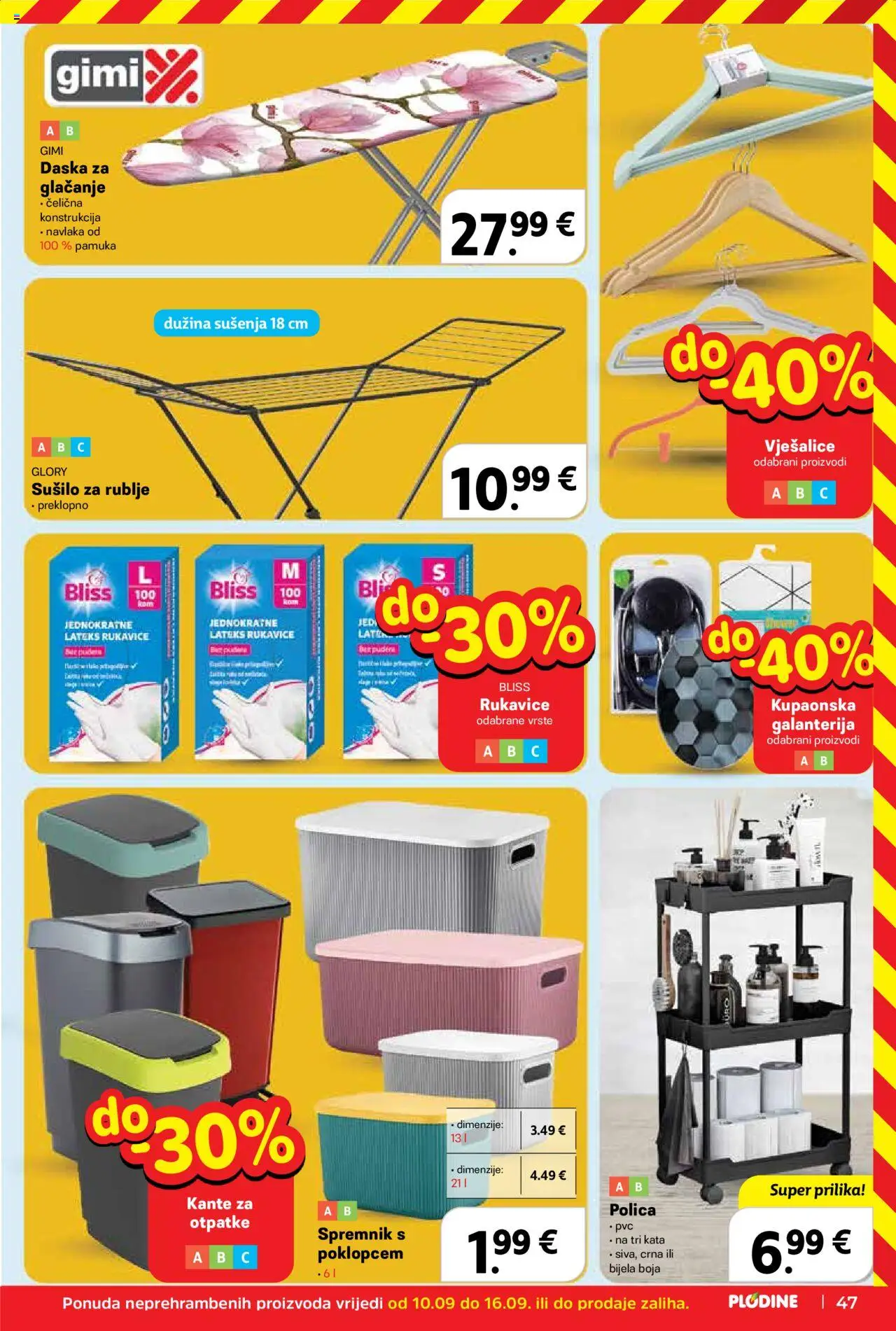 Plodine katalog | vrijedi od 10.09.2025 | Stranica: 47 | Proizvodi: Polica, Rukavice, Vješalice, Daska za glačanje