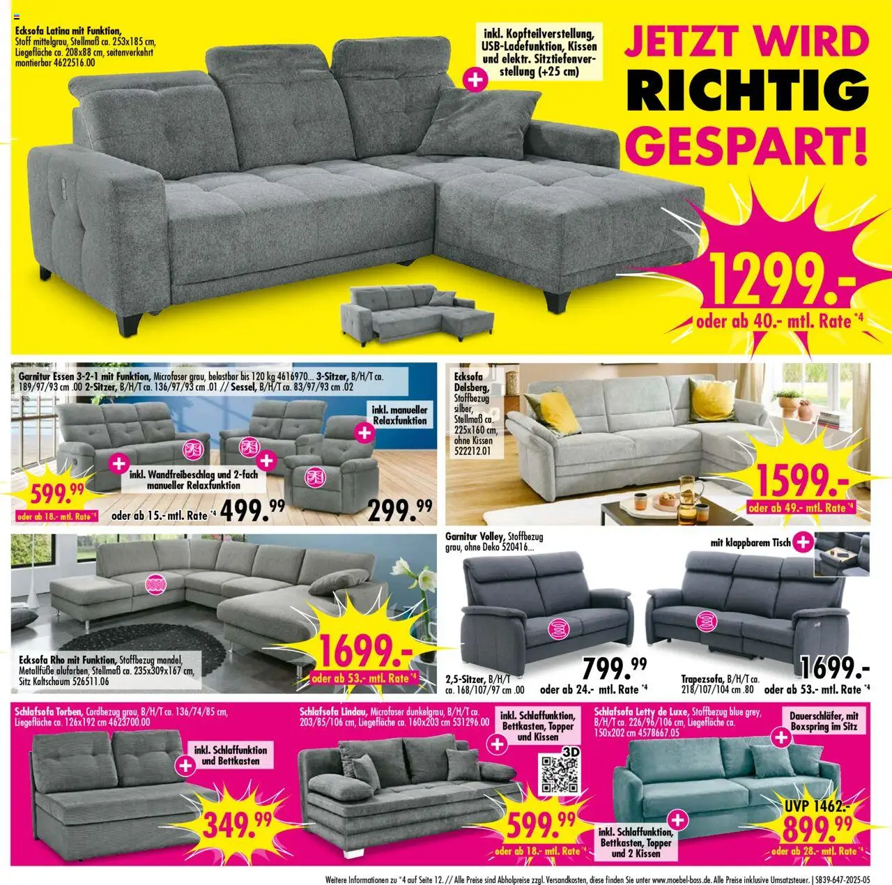 SB Möbel Boss Prospekt Neubrandenburg – gültig ab 20.09.2025 | Seite: 5 | Produkte: Schlafsofa, Kissen, Tisch, Topper