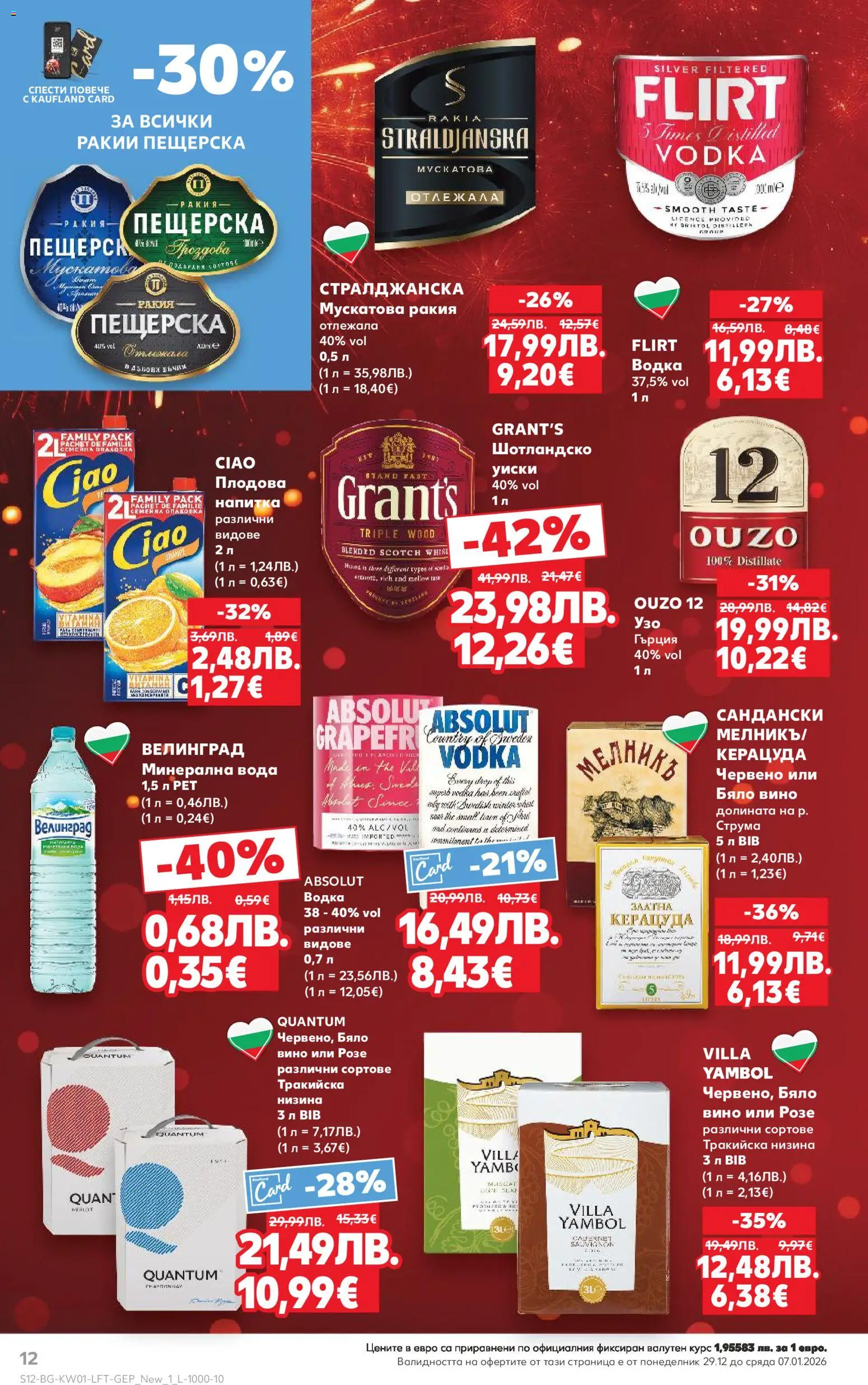 {H1} | Страница: 12 | Продукти: Водка, Вода, Напитка, Бяло вино