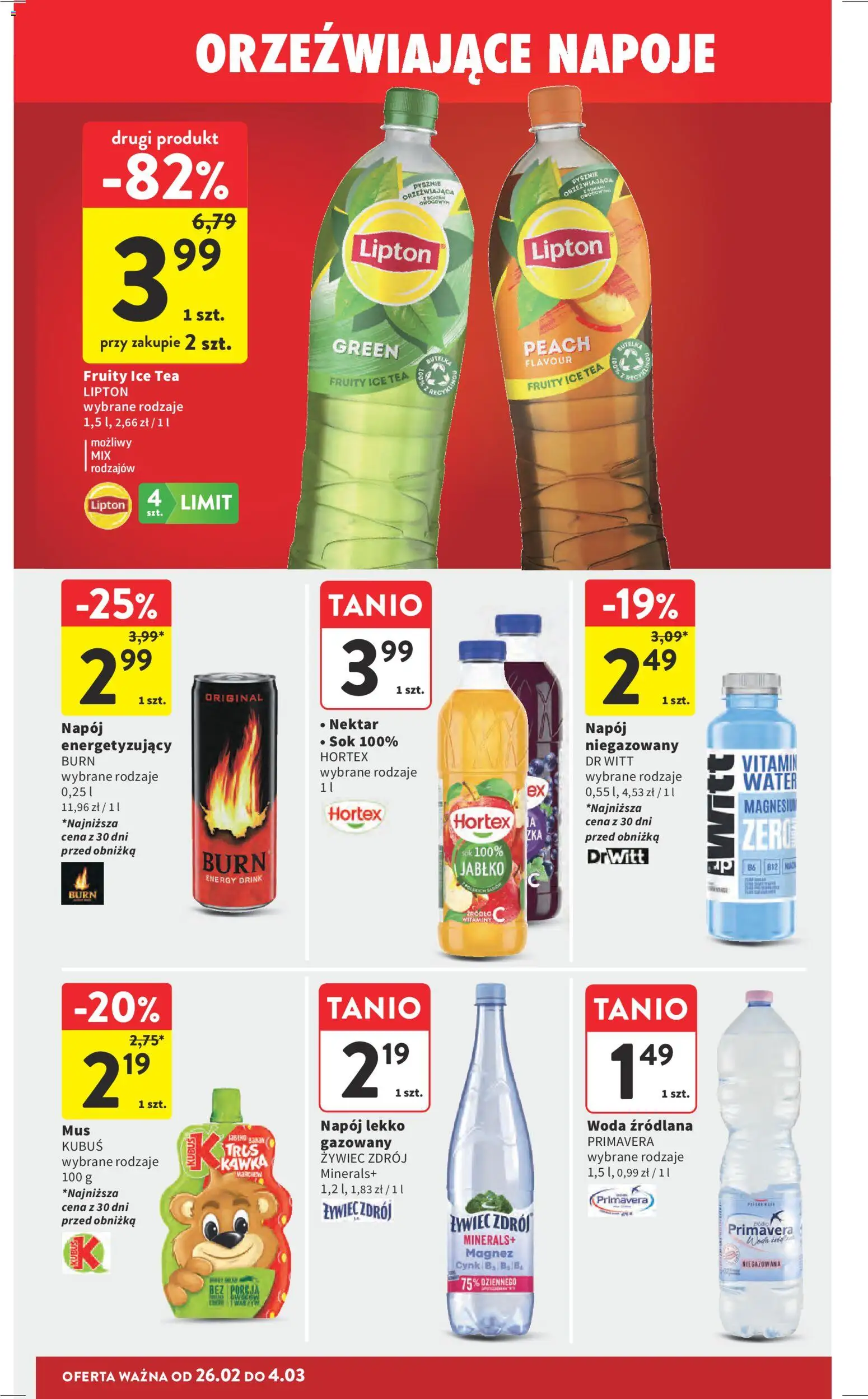 Intermarche Gazetka od 26.02.2026 | Strona: 34 | Produkty: Napoje, Woda źródlana, Sok, Woda