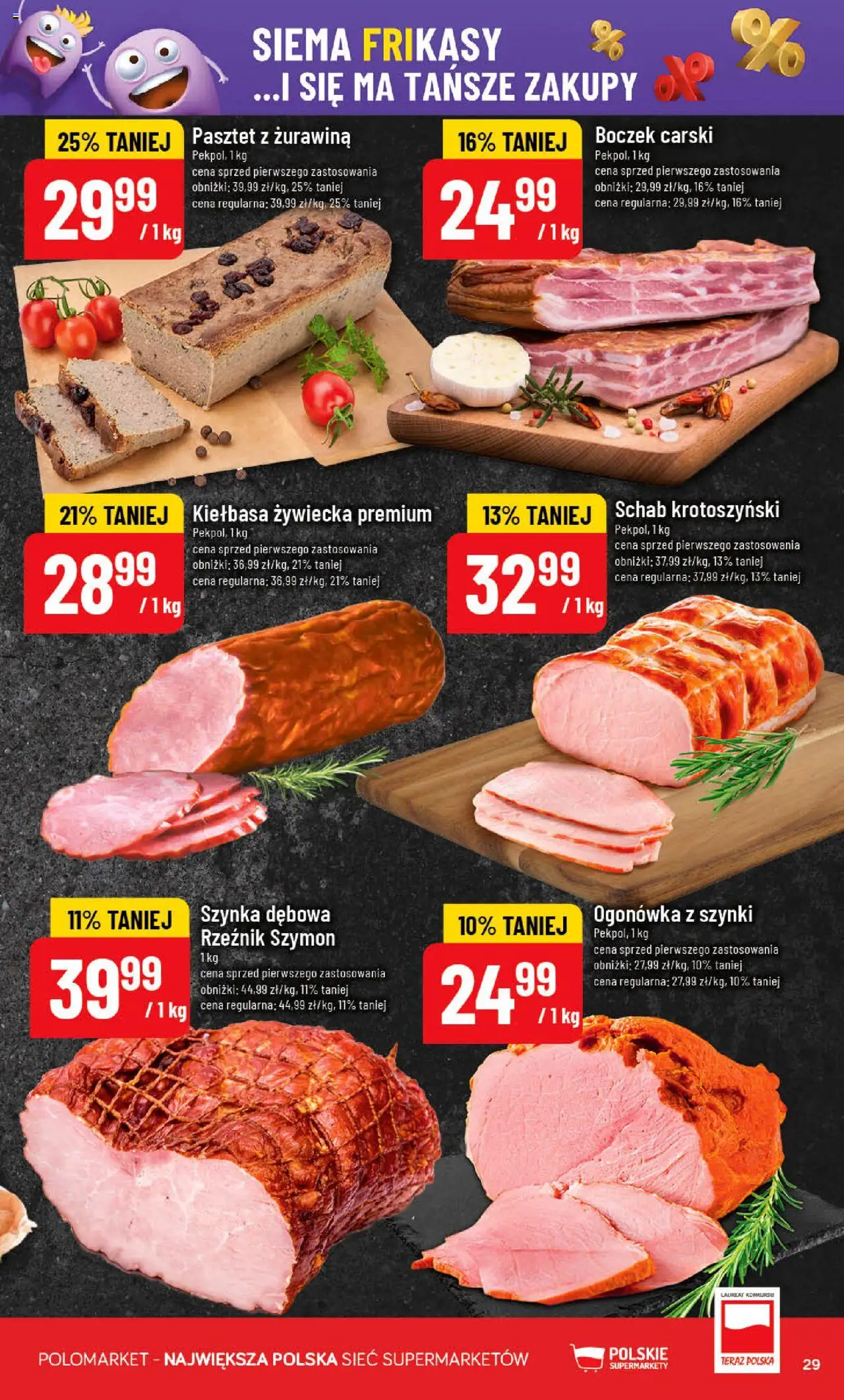 POLOmarket Gazetka od 15.10.2025 | Strona: 29 | Produkty: Kiełbasa, Schab, Boczek, Żurawina