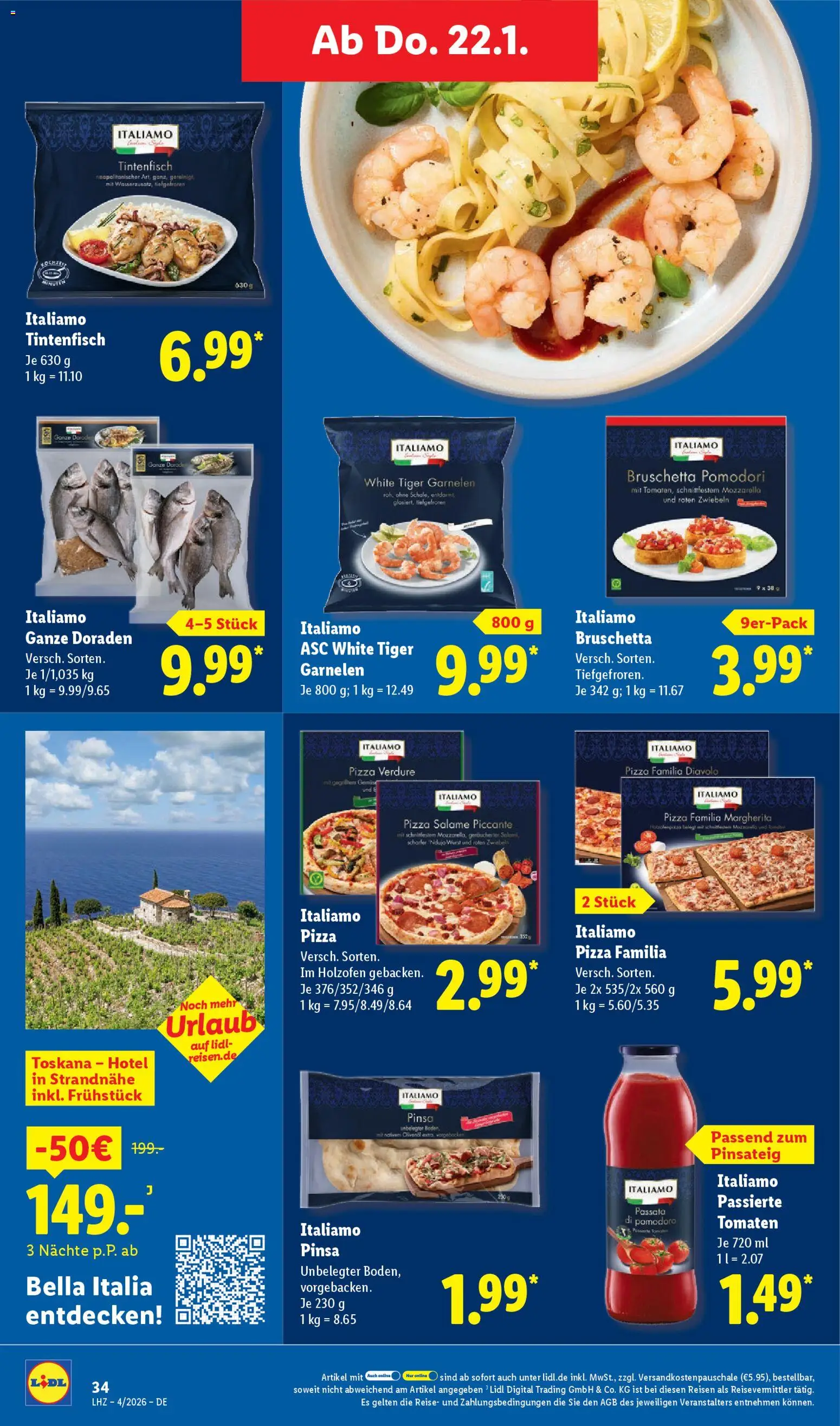 Lidl Prospekt Uffenheim – gültig ab 19.01.2026 | Seite: 48 | Produkte: Garnelen, Tintenfisch, Pizza, Tiger garnelen